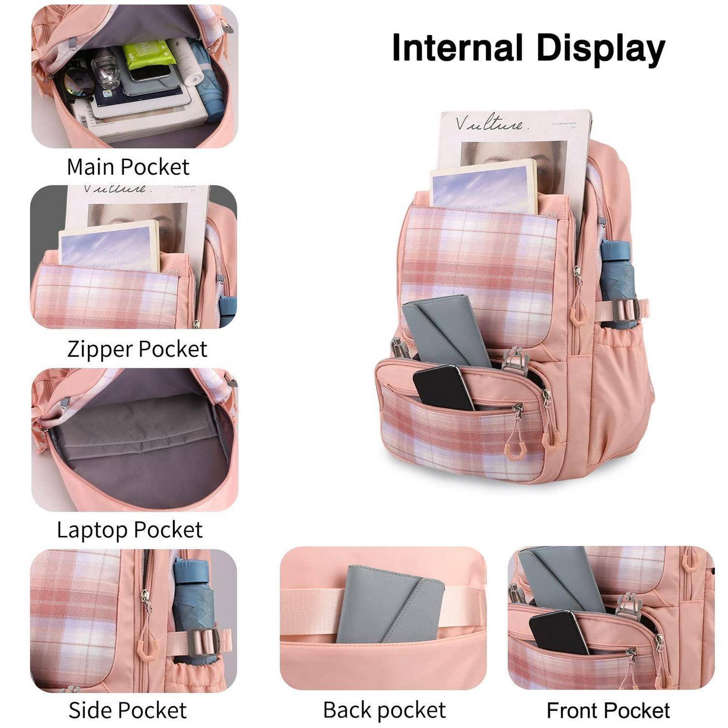 Schulrucksack Nylon wasserdicht Grau mit Plüschanhänger