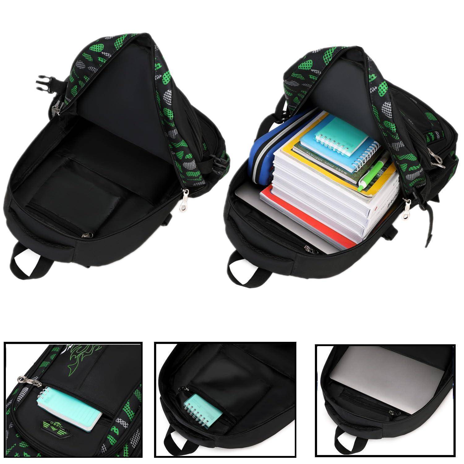 Schulrucksack Jungen Tarnfarbe Grün mit Seitentaschen und A4-Fach