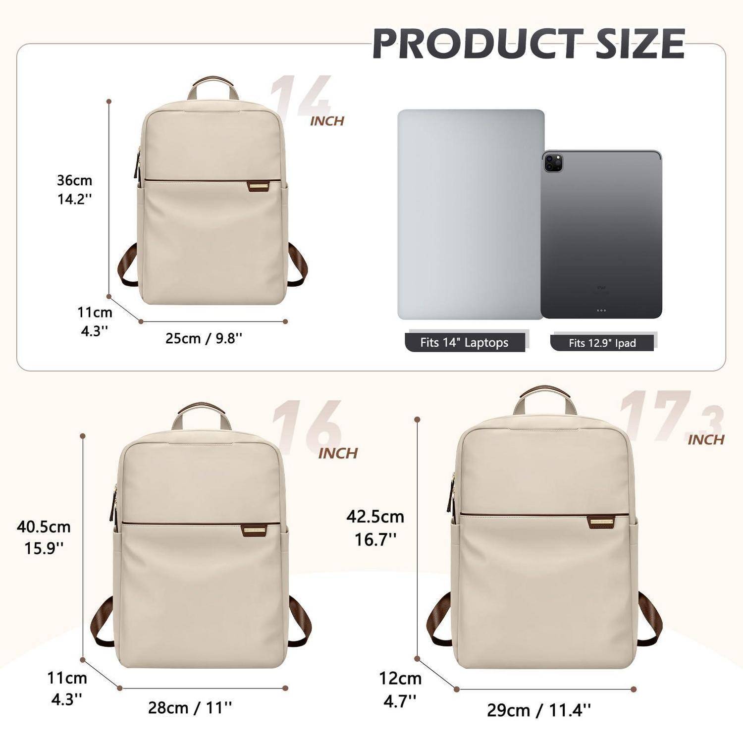 Laptop Rucksack 15 Zoll wasserdicht Aprikose
