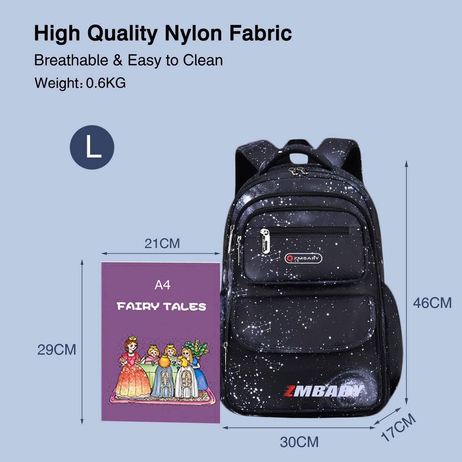 Kinderrucksack wasserdicht Nylon Schwarz L
