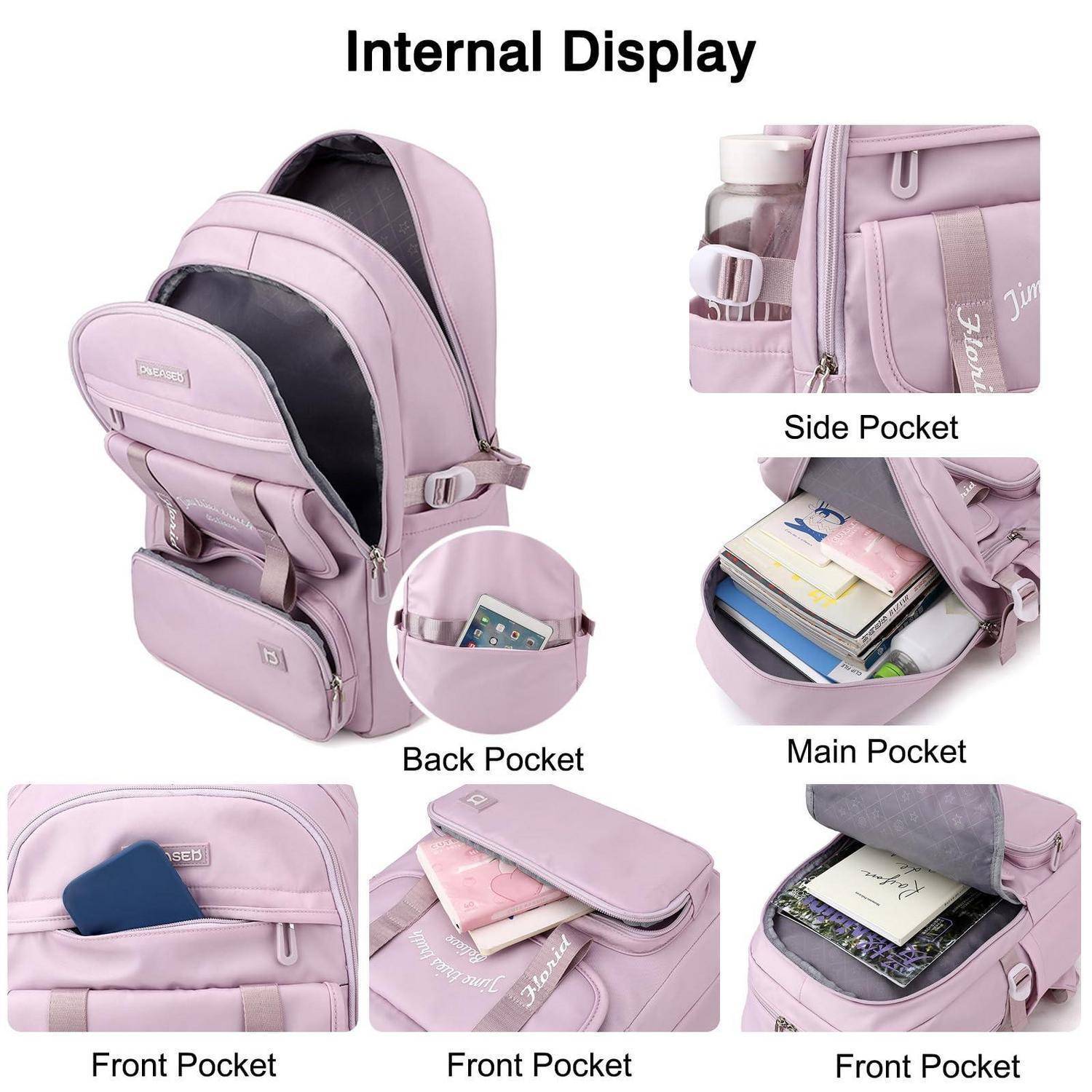 Rosanter Rucksack mit der Bezeichnung „Internal Display