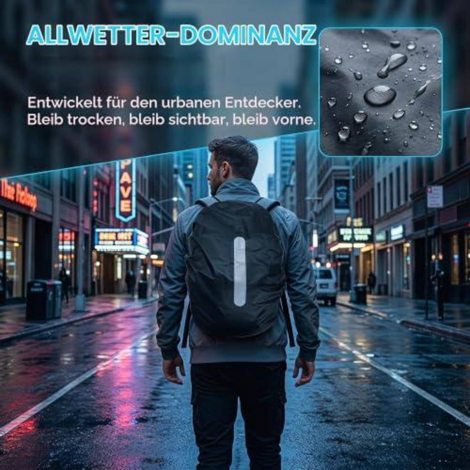 Regenhülle Rucksack 20-45L wasserdicht mit Reflektor und Aufbewahrungsbeutel