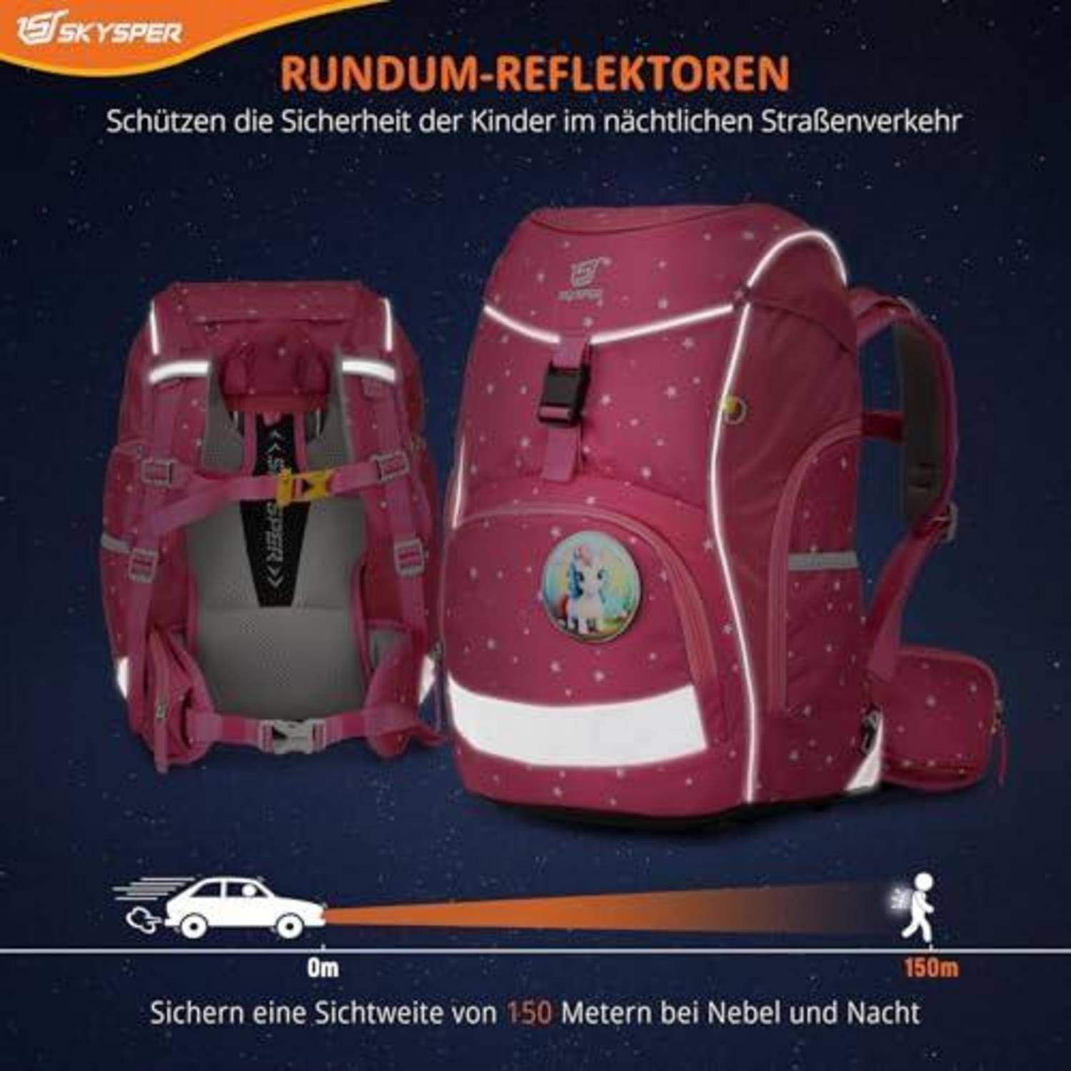 SKYSPER Schulranzen Set 5-teilig Rosa 1. Klasse