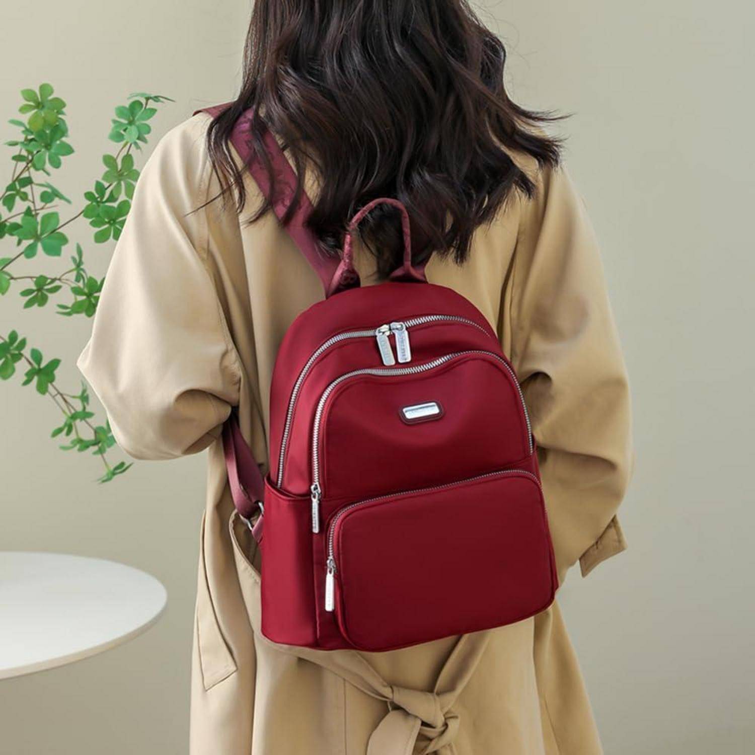 Damen Rucksack Klein Leichtgewicht Wasserdicht Reiserucksack Burgund