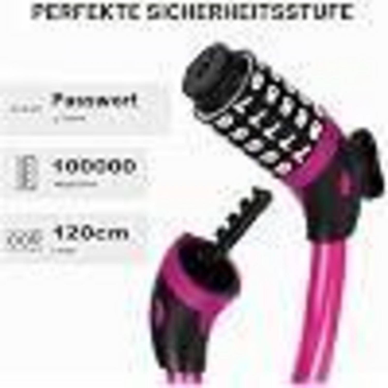Rosa und schwarzes elektrisches Pflegegerät mit austauschbarem Aufsatz und Beschriftungen der Funktionen '10000' und '120cm' auf weißem Hintergrund.