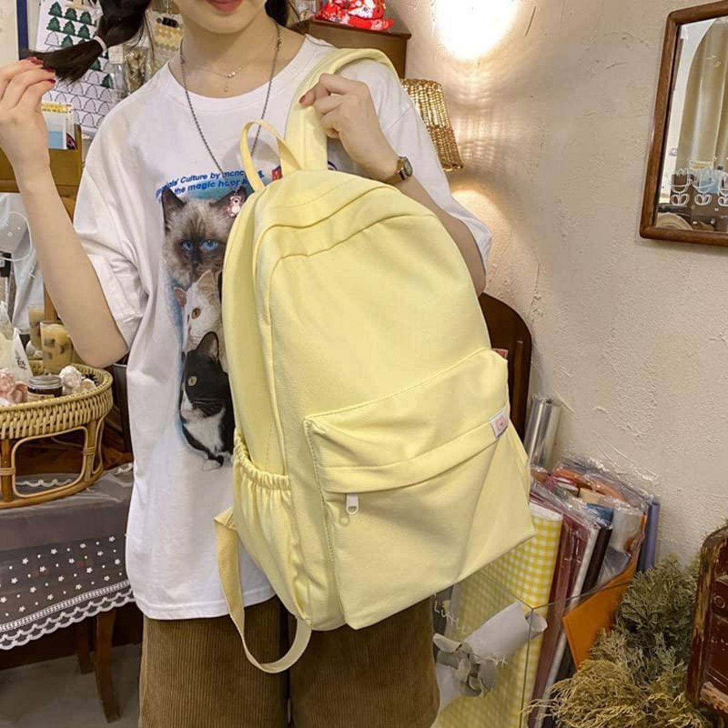 Schulrucksack wasserdichtes Nylon 20-35L Beige/Weiß