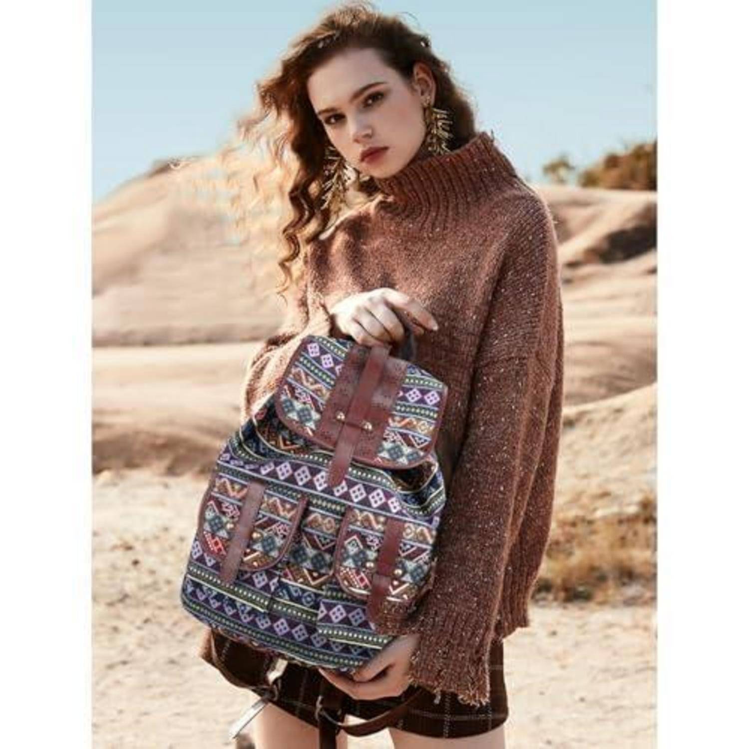 Damen Rucksack Ethno-Muster Polyester 30x15x40cm