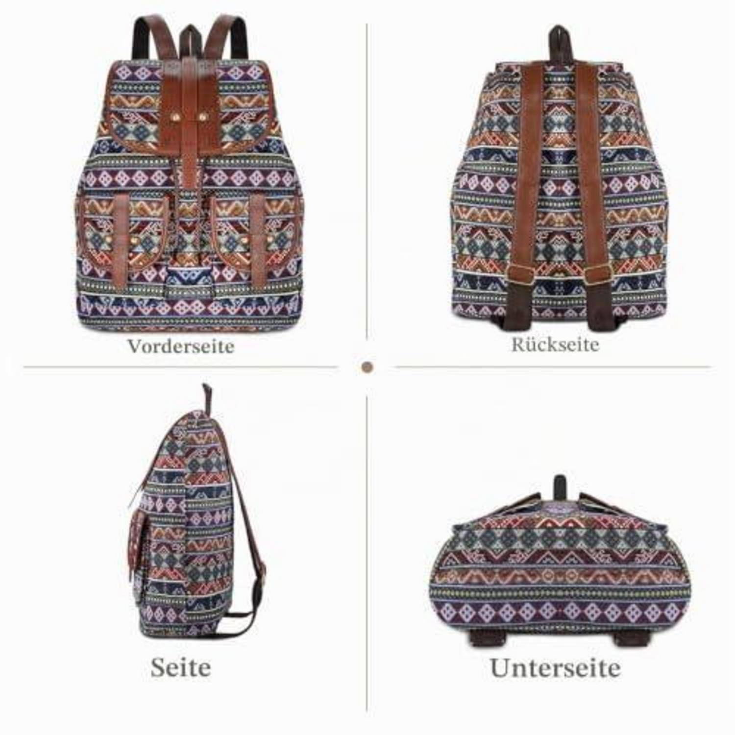 Damen Rucksack Ethno-Muster Polyester 30x15x40cm
