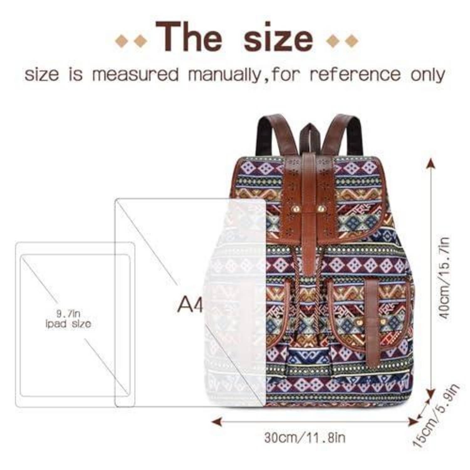 Damen Rucksack Ethno-Muster Polyester 30x15x40cm