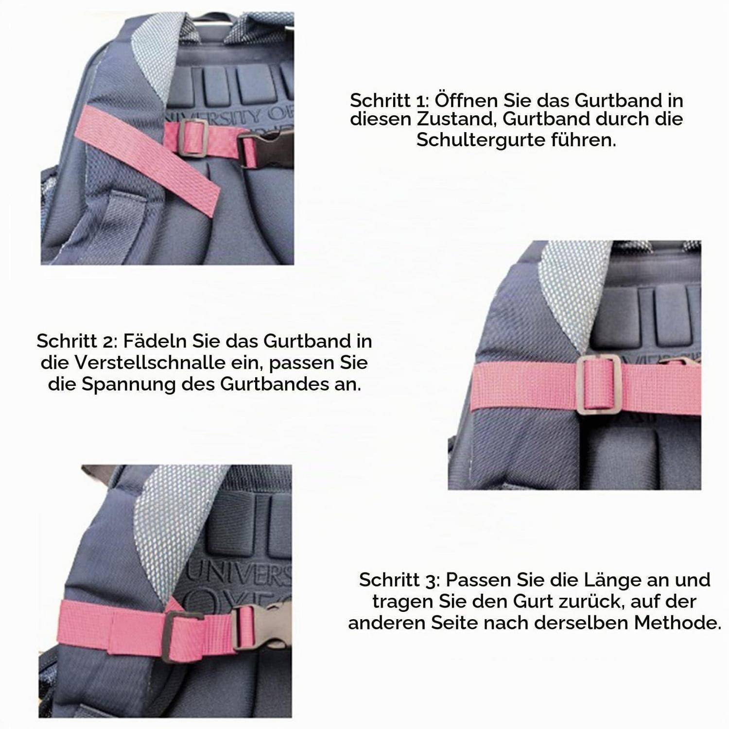 2x Rucksack Brustgurt verstellbar mit Schnellverschluss Rosa