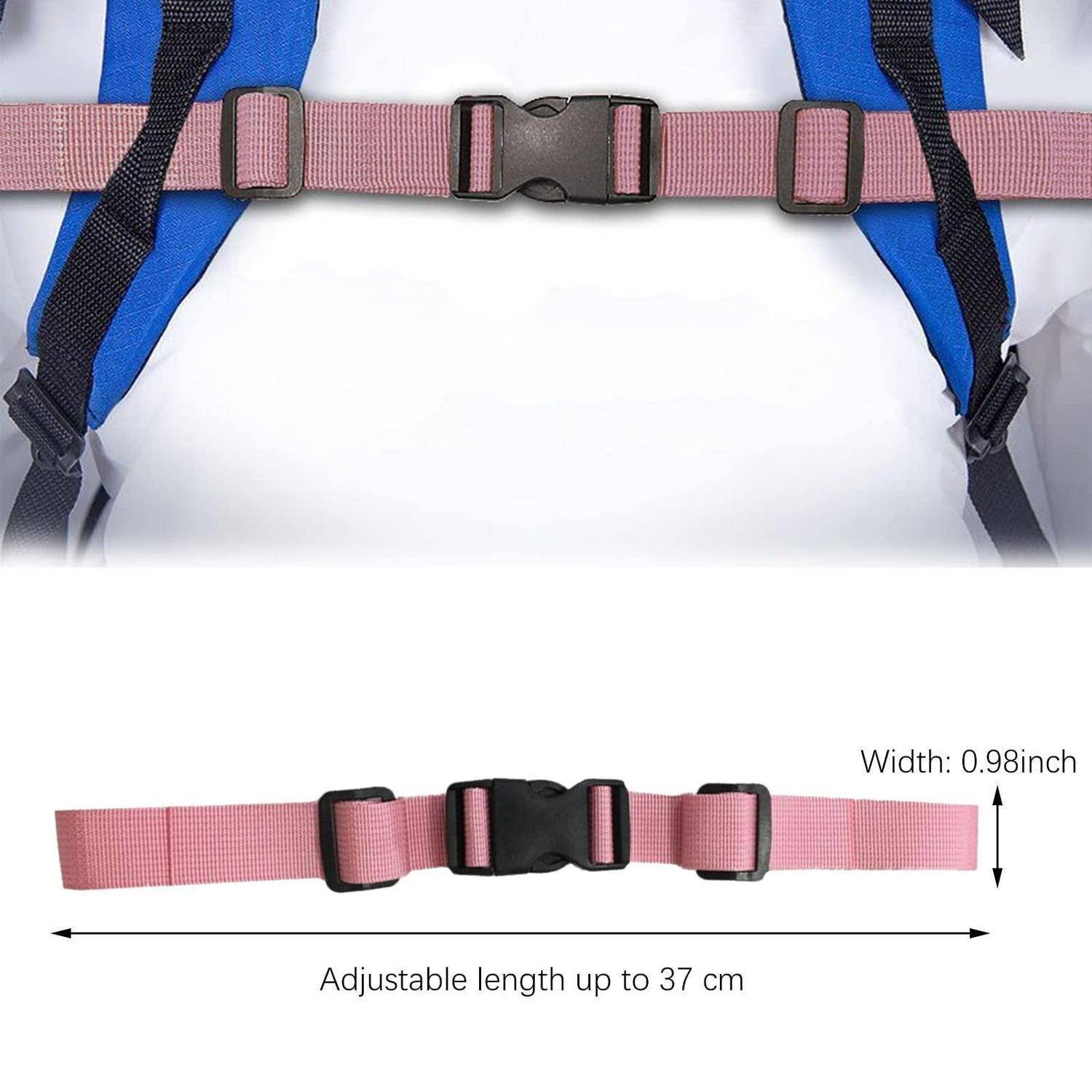Rosa verstellbarer Schnallengurt, der an einem Geschirr angebracht ist, mit einer Länge, die bis zu 37 cm verstellbar ist, und einer Breite von 0,98 Zoll.