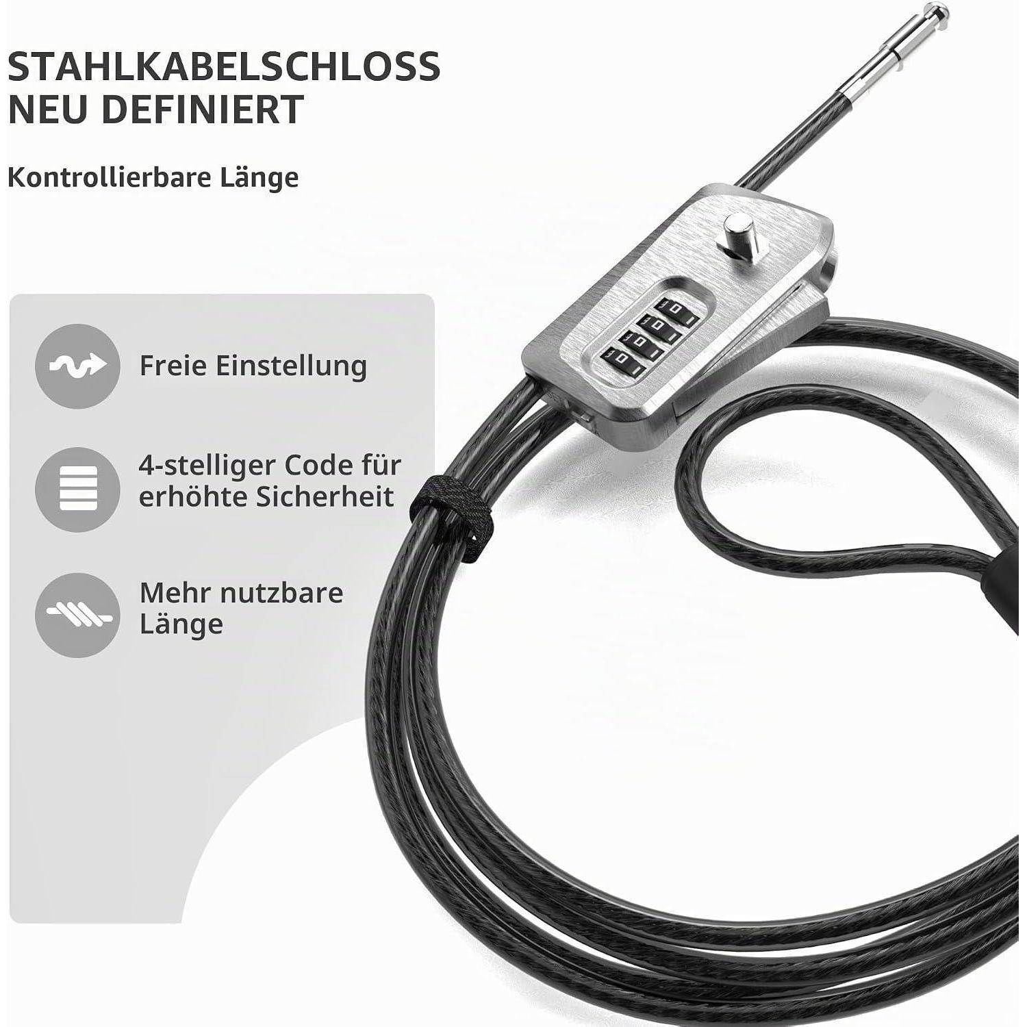 Kabelschloss 6ft 4-stellig Zahlenschloss Fahrrad Trail-Kamera Diebstahlschutz Grau