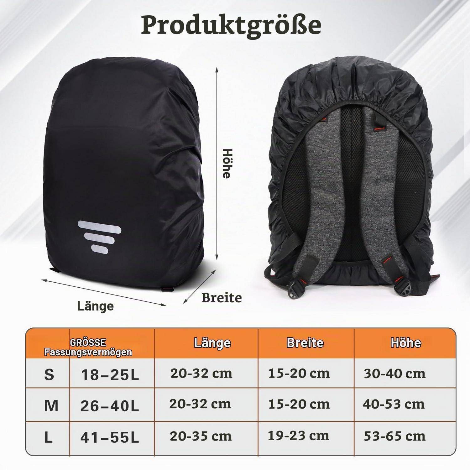 Moorle Regenhülle für Rucksack, wasserdicht, reflektierend, 18-55L
