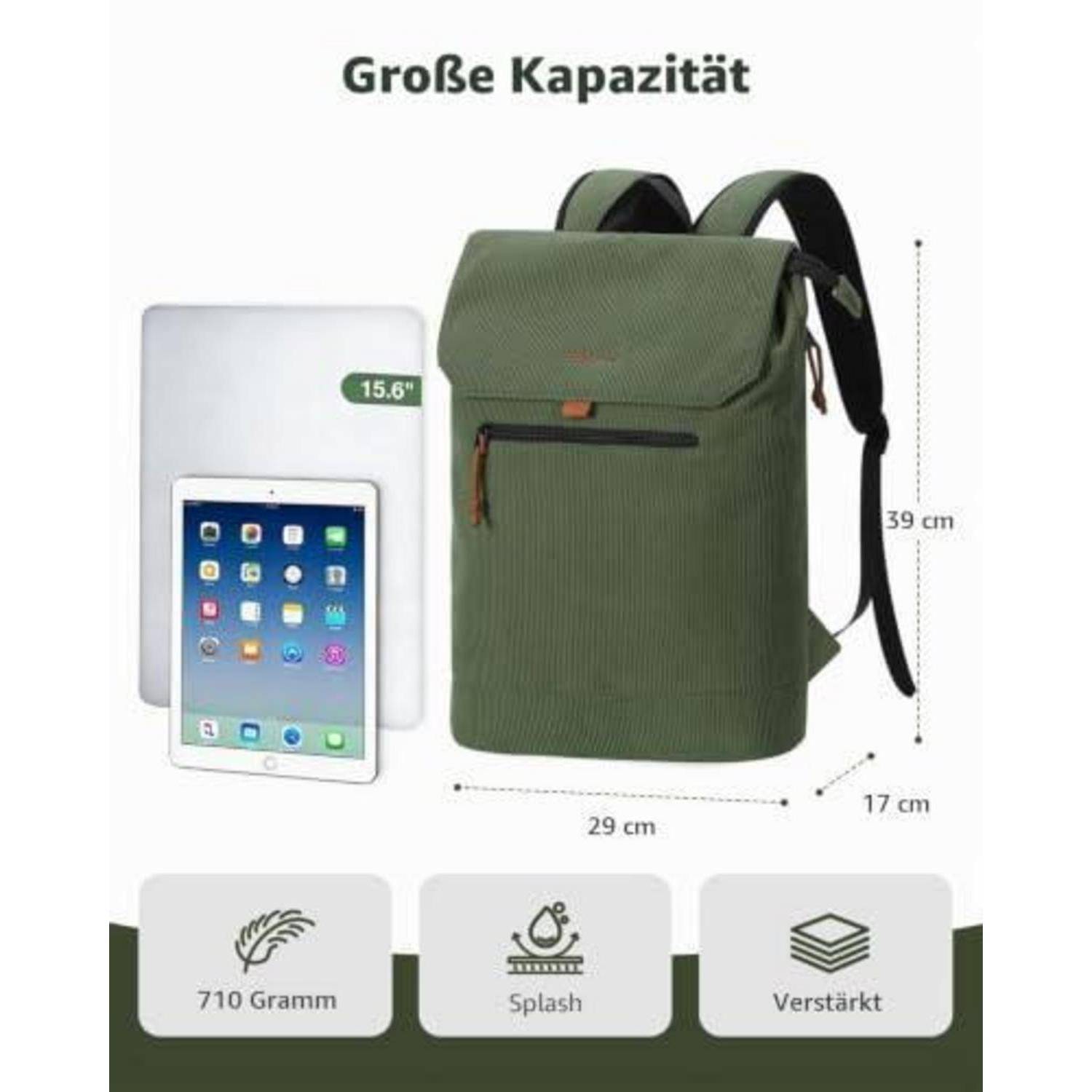 Grüner Rucksack mit der Aufschrift 