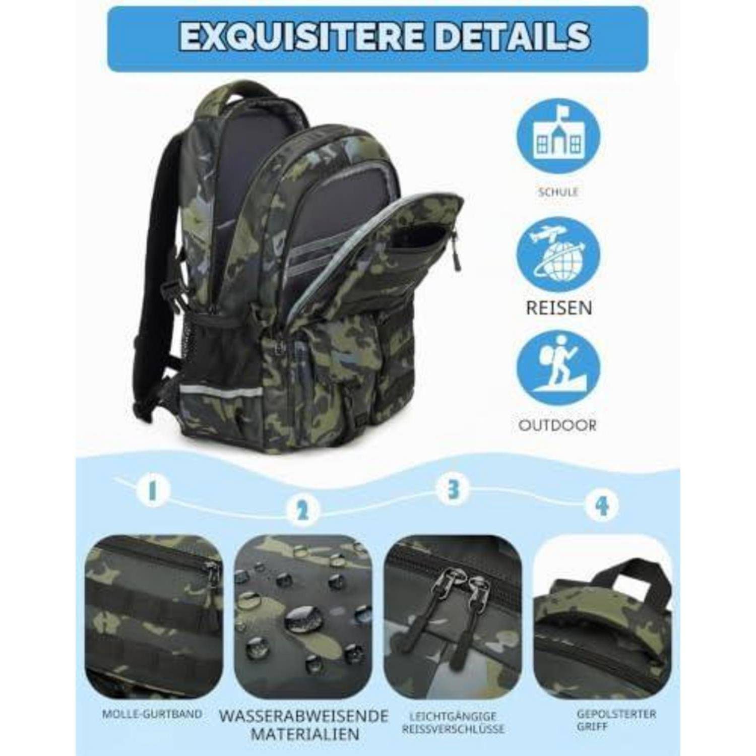 Tarnrucksack mit „EXQUISITERE DETAILS