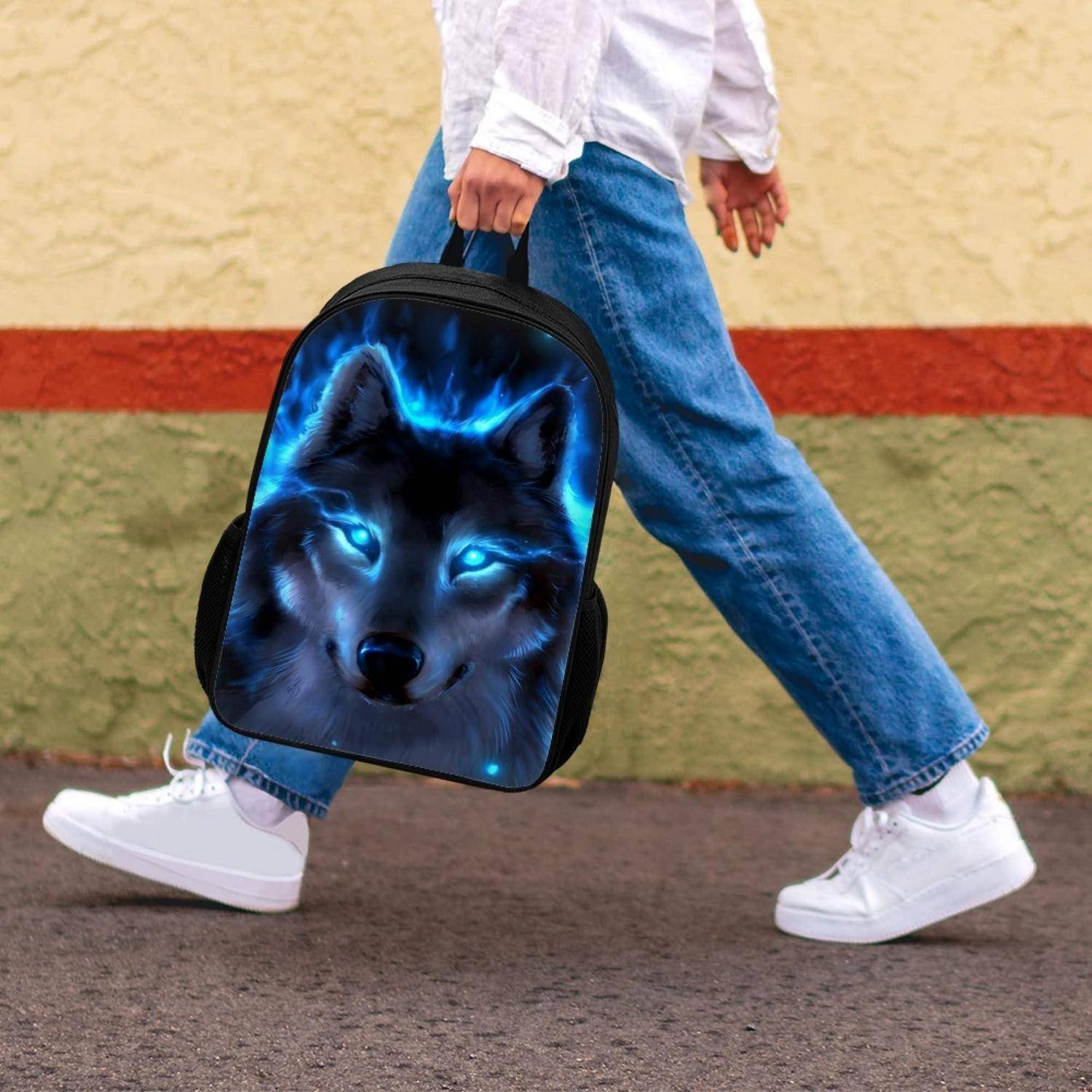 Kinderrucksack Binienty Blauer Wolf 28x44x13cm Polyester