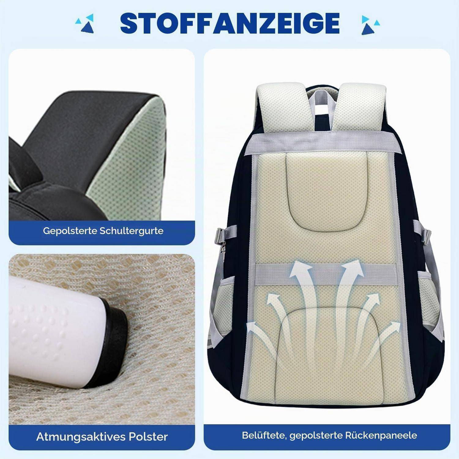 Amythe Schulrucksack Jungen Teenager 46L Schwarz Wasserdicht Robust