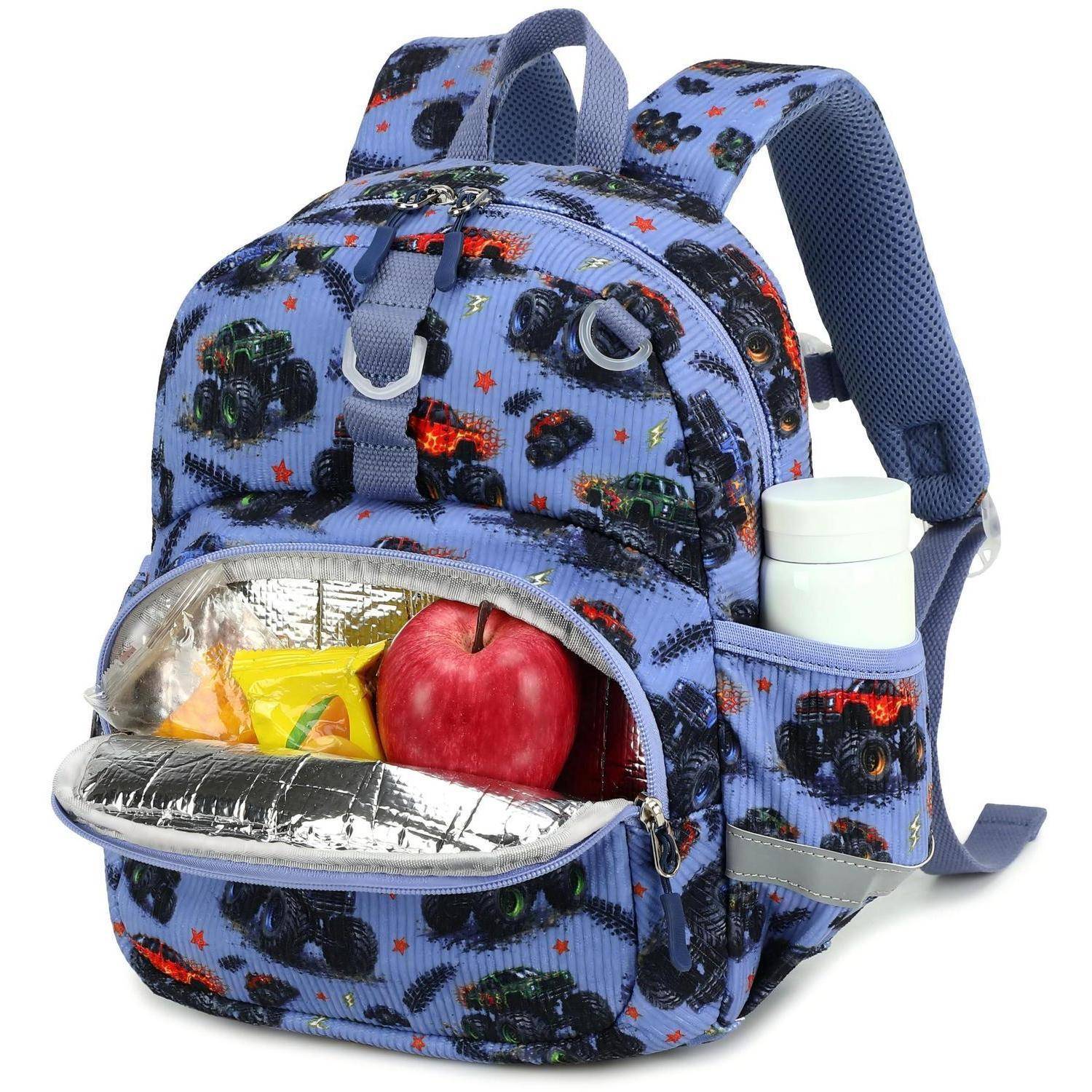 Kinderrucksack 8L blaues Auto, wasserabweisend, reflektierend