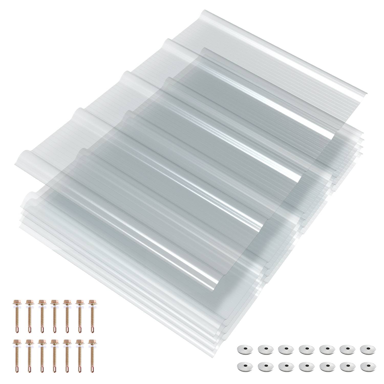 5er Set FRP Lichtplatten 90x60 cm, 1 mm Trapez-Wellplatten klar, UV-Schutz, hagelfest & wetterfest, inkl. Schrauben für Terrassendach Carport