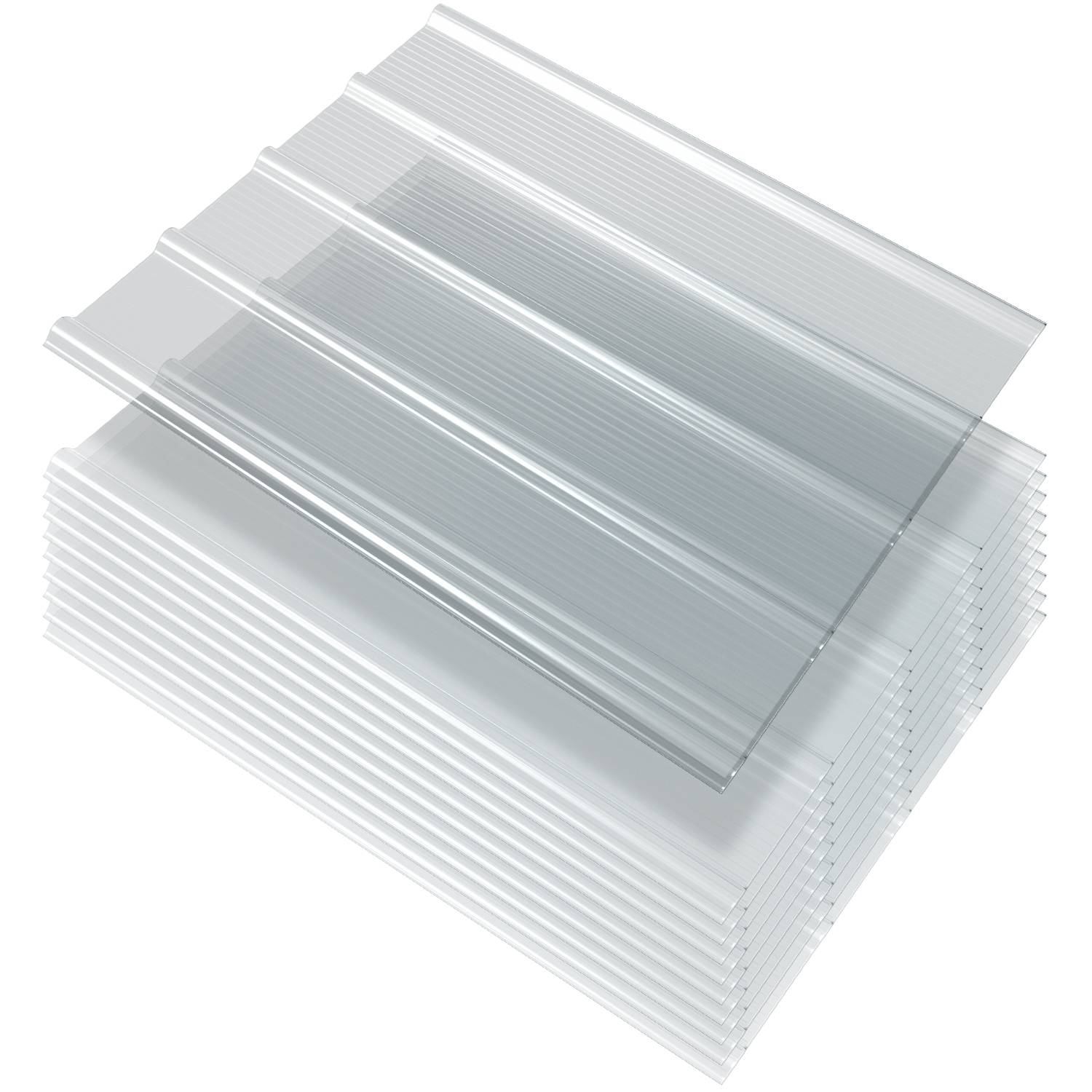 10er Set FRP Lichtplatten 90x100 cm, 1 mm Trapez-Wellplatten klar, UV-Schutz, hagelfest & wetterfest, inkl. Schrauben für Terrassendach Carport