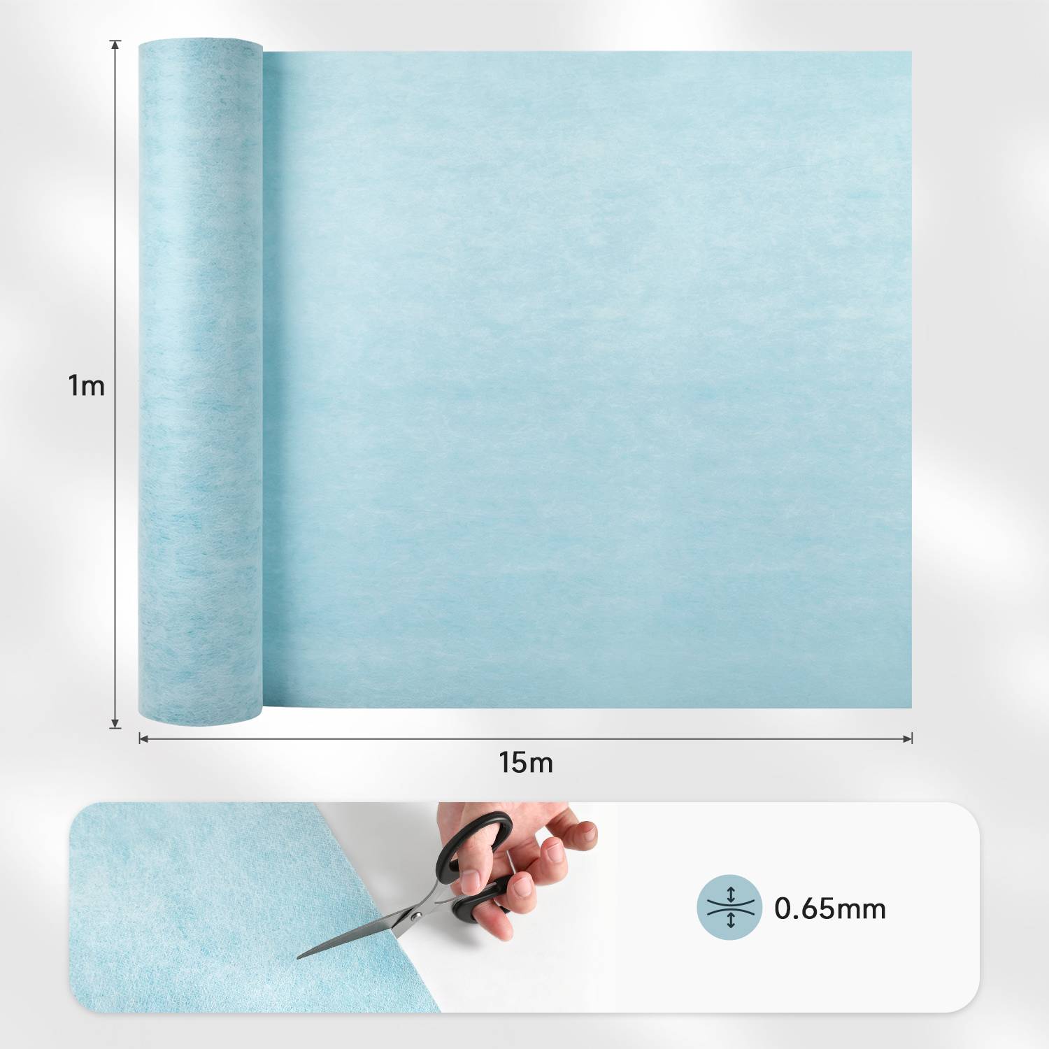 Abdichtungsbahn Dichtbahn 1 m × 15m, 0,65 mm, blau, Dichtfolie für Bad Dusche Küche Balkon