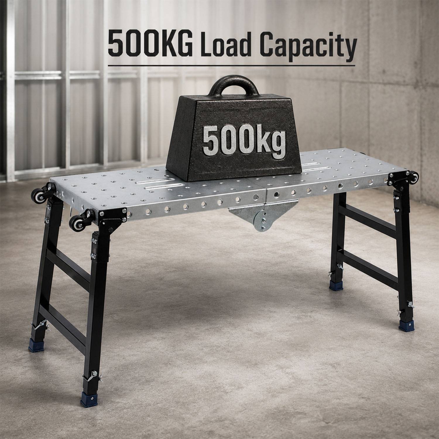 Tragbare Arbeitsplattform mit der Bezeichnung „500 kg Tragfähigkeit