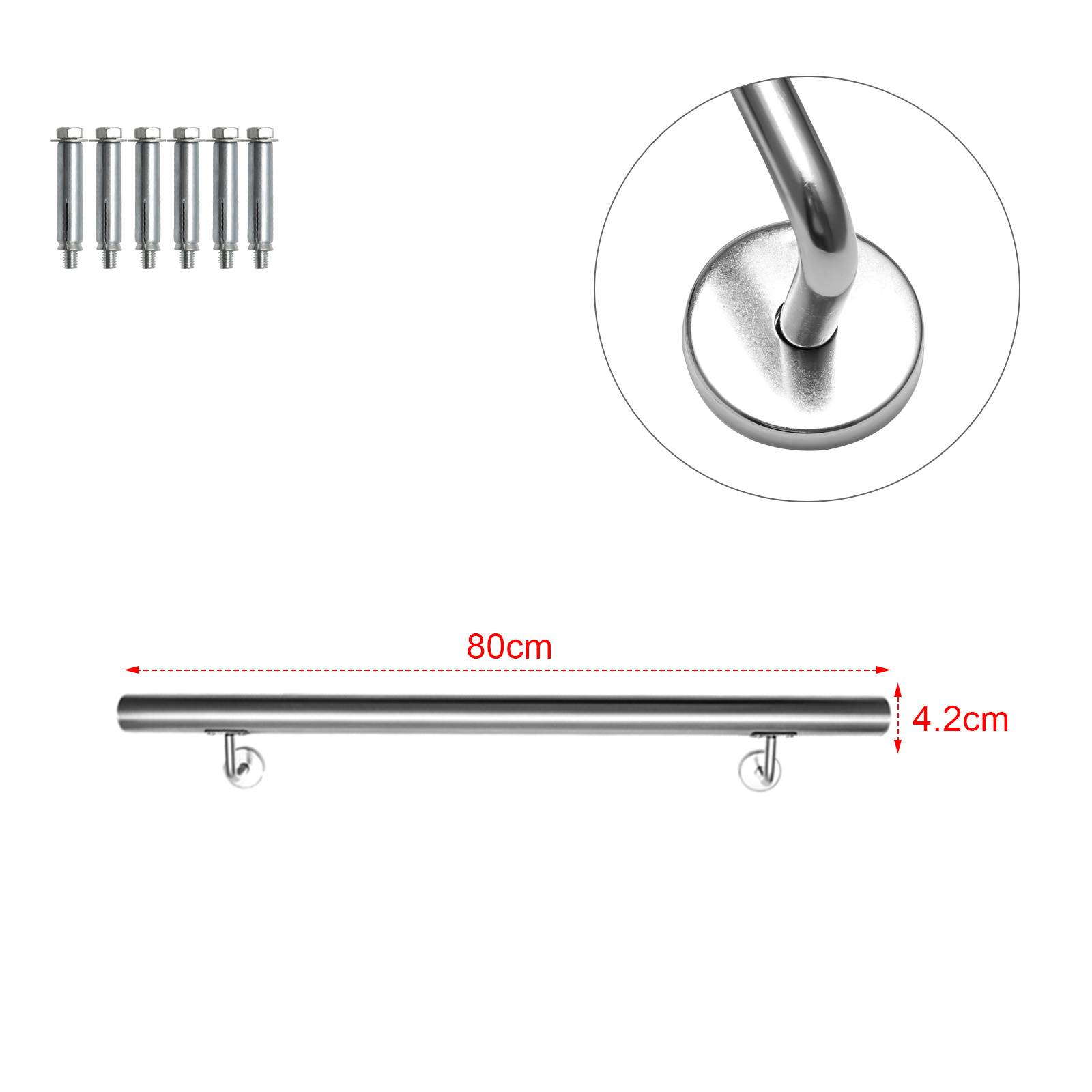 Edelstahl Handlauf 80 cm Ø42 mm aus 304 Edelstahl, Wandhandlauf Treppengeländer gebürstet, für Treppe Balkon Innen Außen