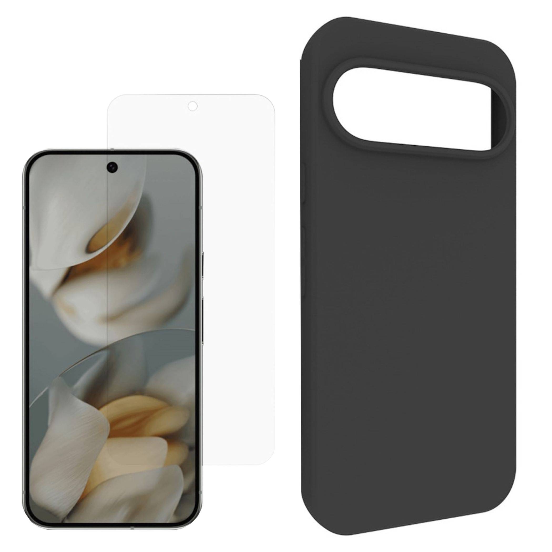 Handyhülle + Schutzglas für Google Pixel 11 Pro XL TPU Set 2 in 1 Bundle Schwarz