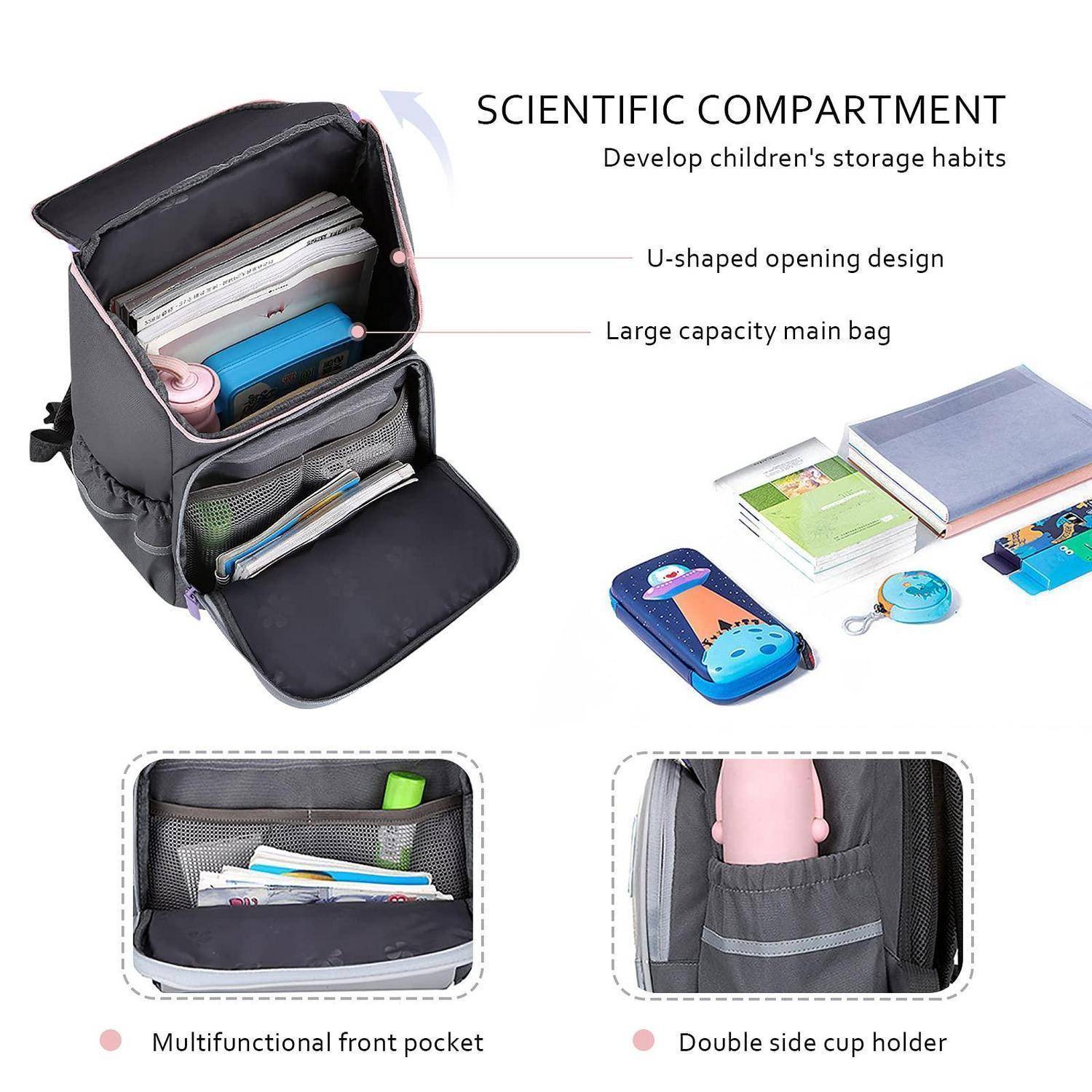 Schwarzer Rucksack mit „wissenschaftlichem Fach