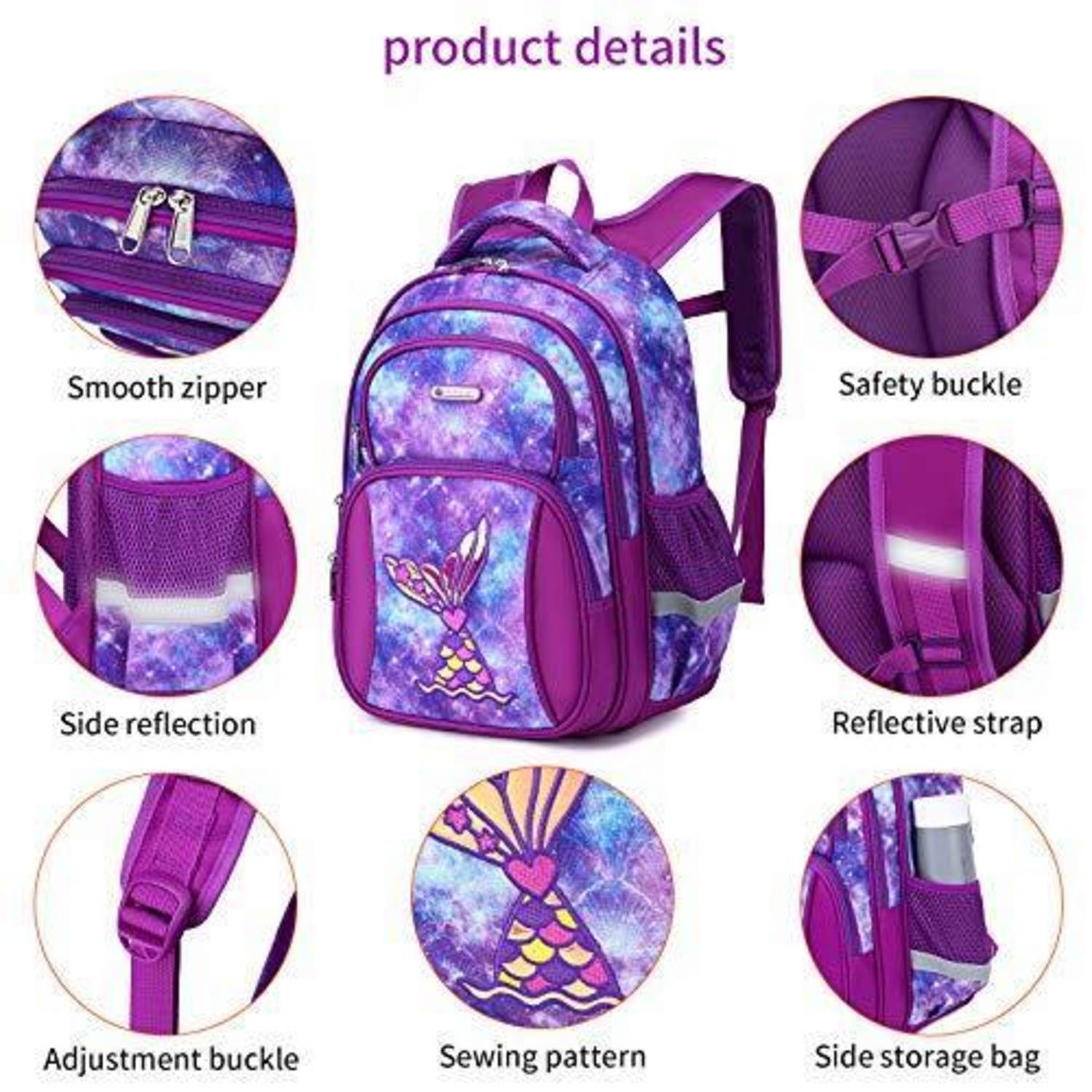 Kinderrucksack 40.64 cm Lila Meerjungfrau mit Seitentasche