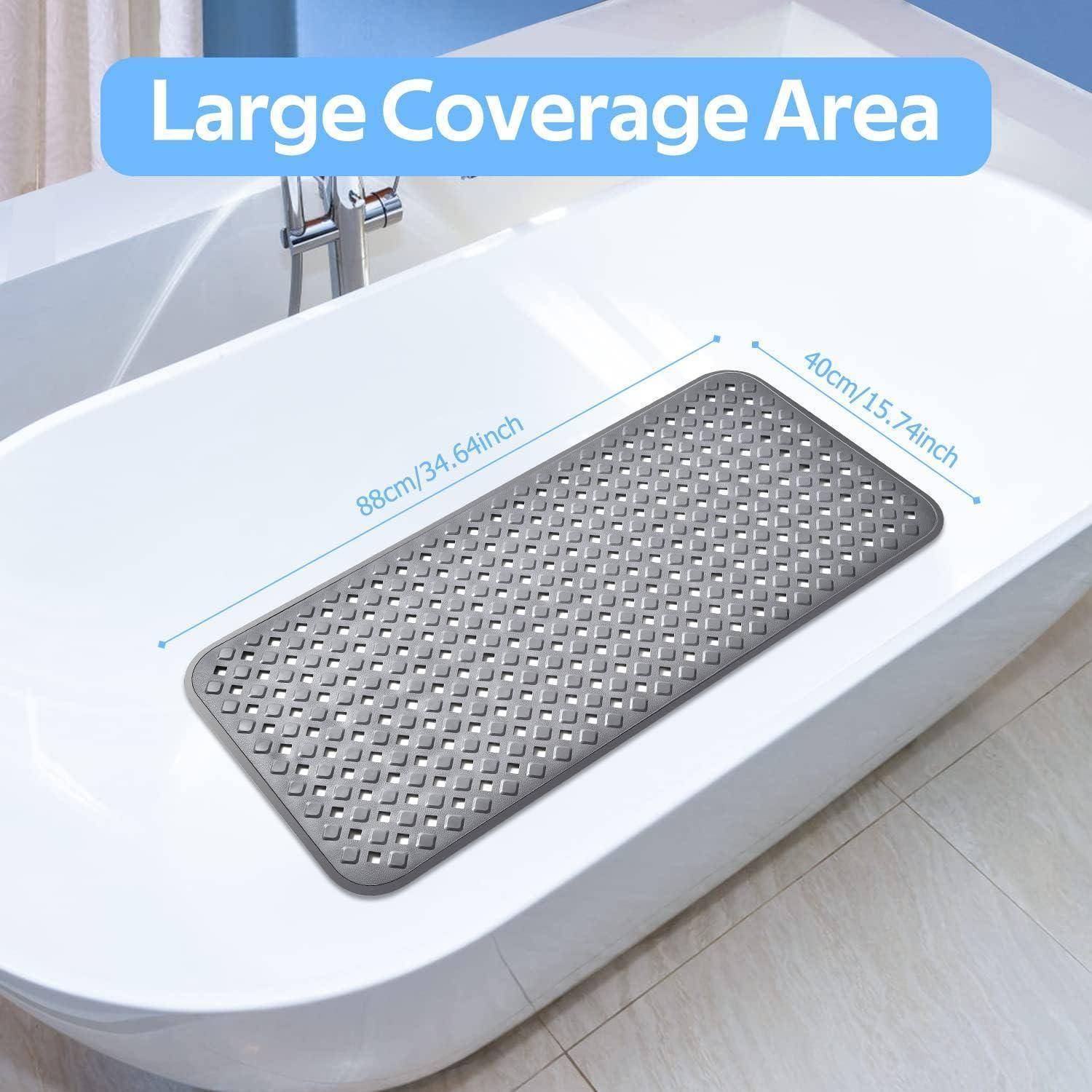 Badewannenmatte 88x40cm Grau 260 Saugnäpfe rutschfest BPA-frei maschinenwaschbar
