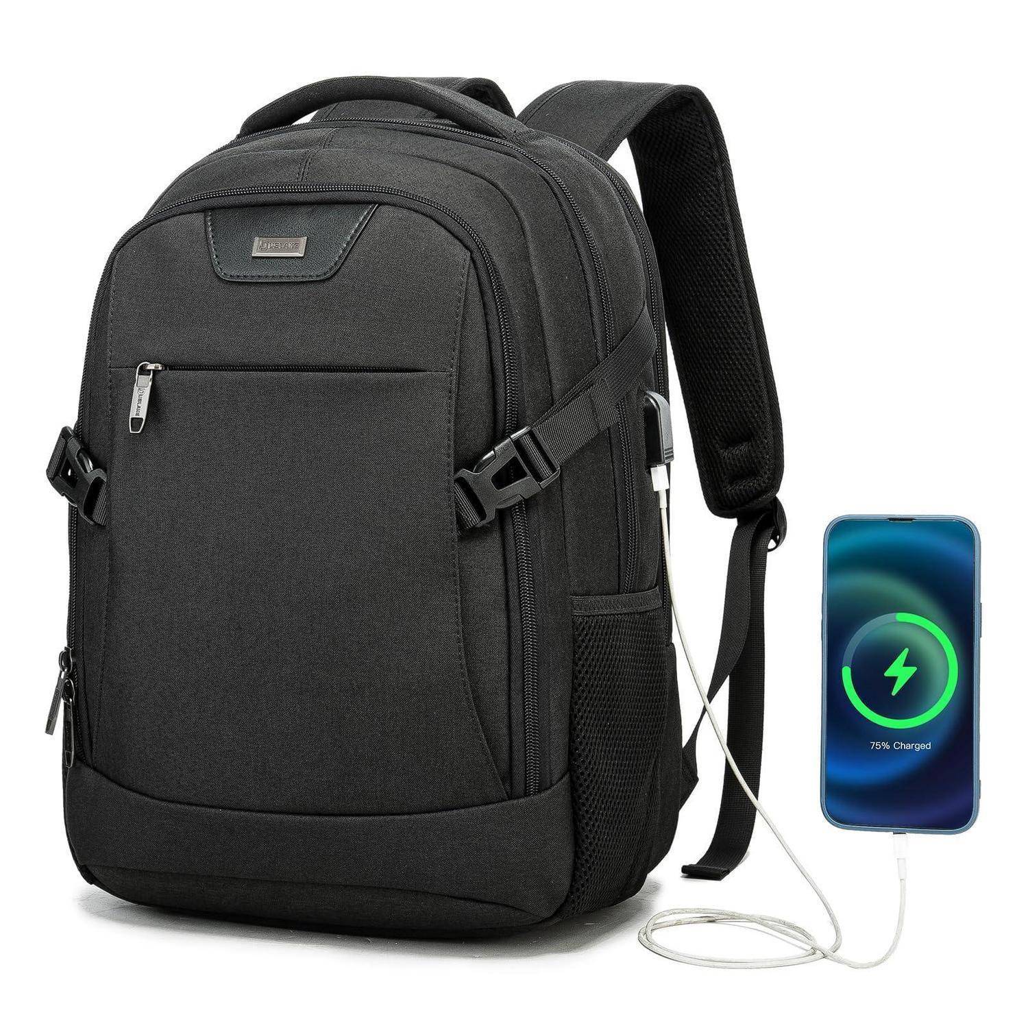 VINBAGGE Rucksack wasserdicht 15,6 Zoll Laptop mit USB-Anschluss Schwarz
