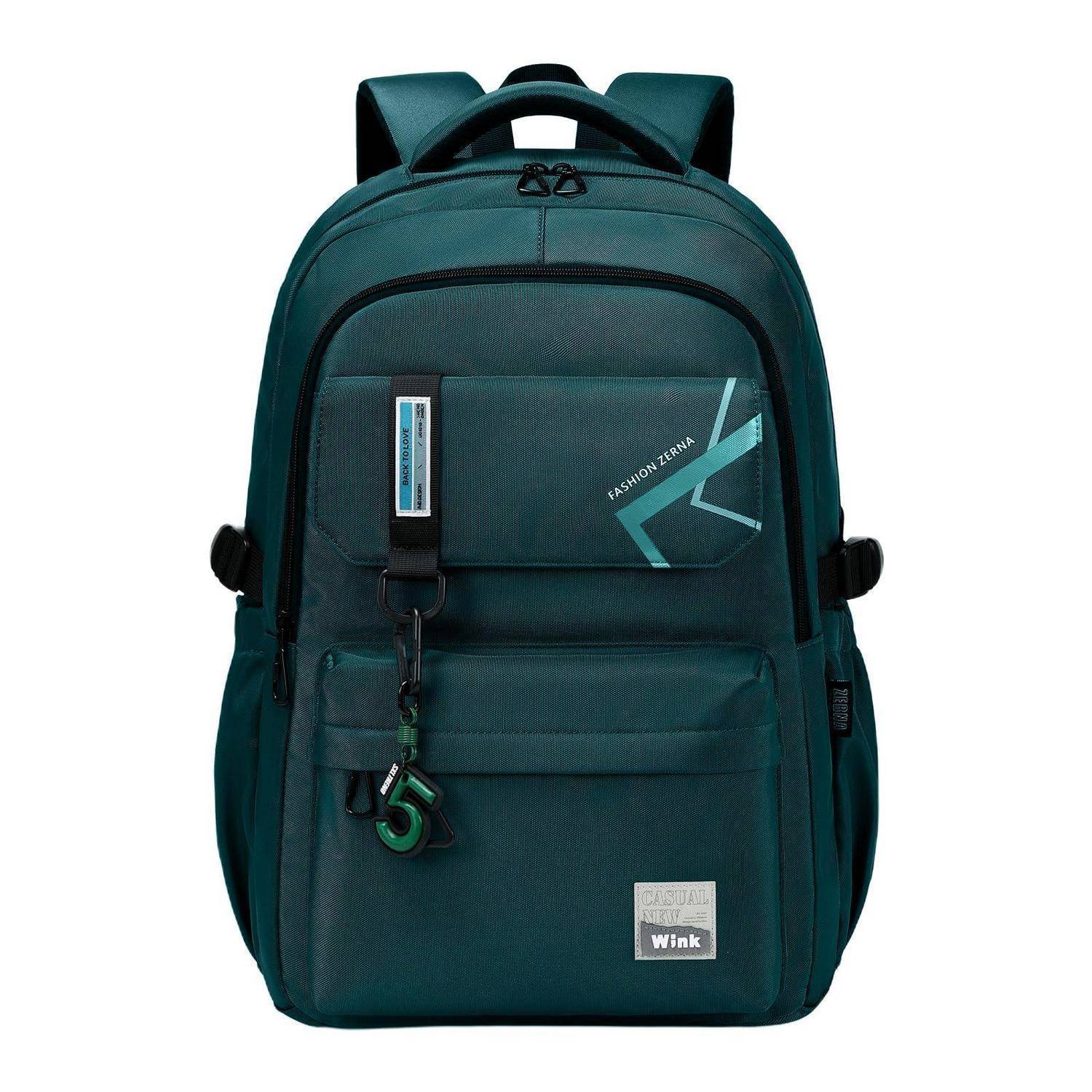 Schulrucksack Dunkelgrün mit Laptopfach und Trolley-Schlaufe