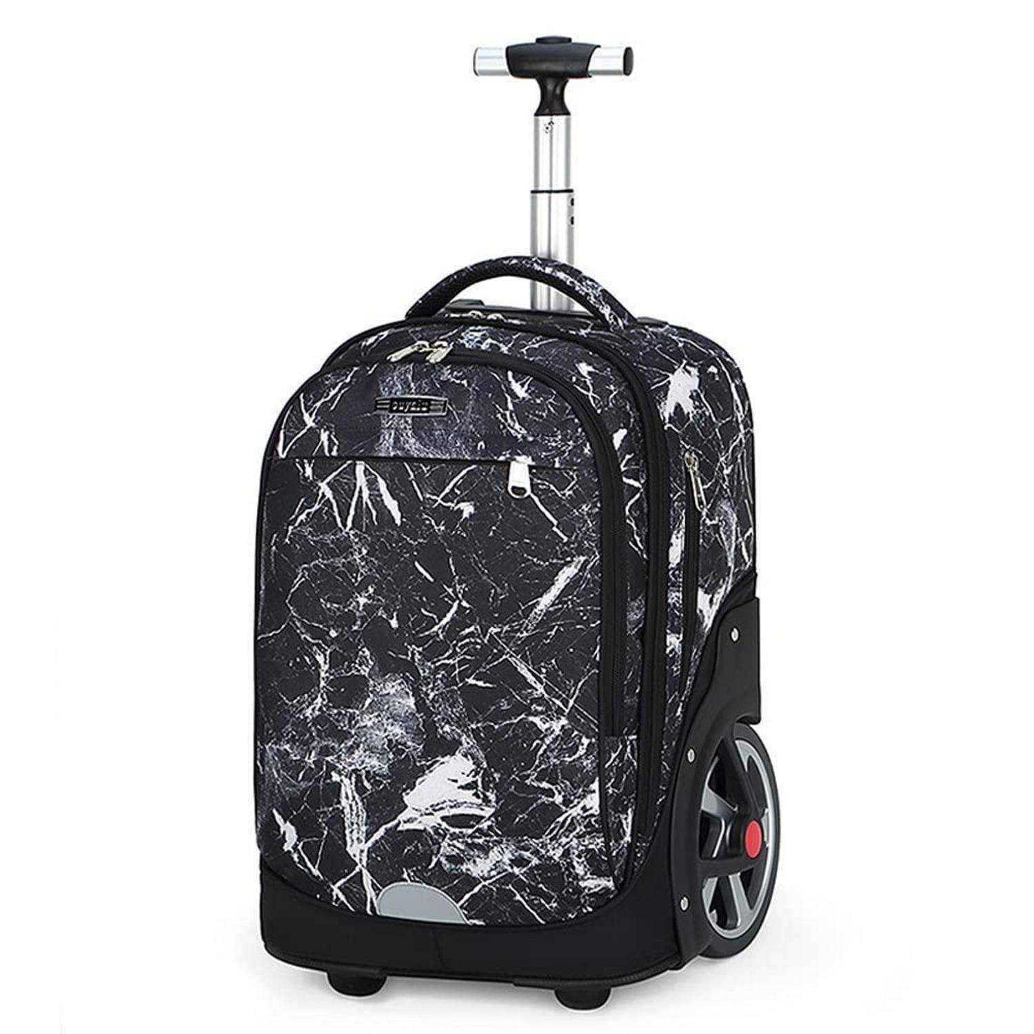Schulrucksack mit Rollen, Kinderkoffer, 36-55L, wasserdicht, Marmorierung