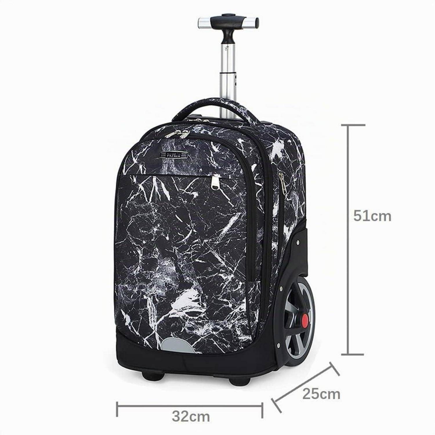 Schulrucksack mit Rollen, Kinderkoffer, 36-55L, wasserdicht, Marmorierung