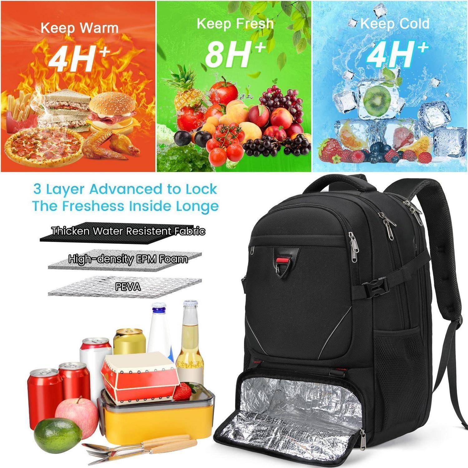 Laptop Rucksack 17.3 Zoll mit Kühlfach 50L TSA Approved