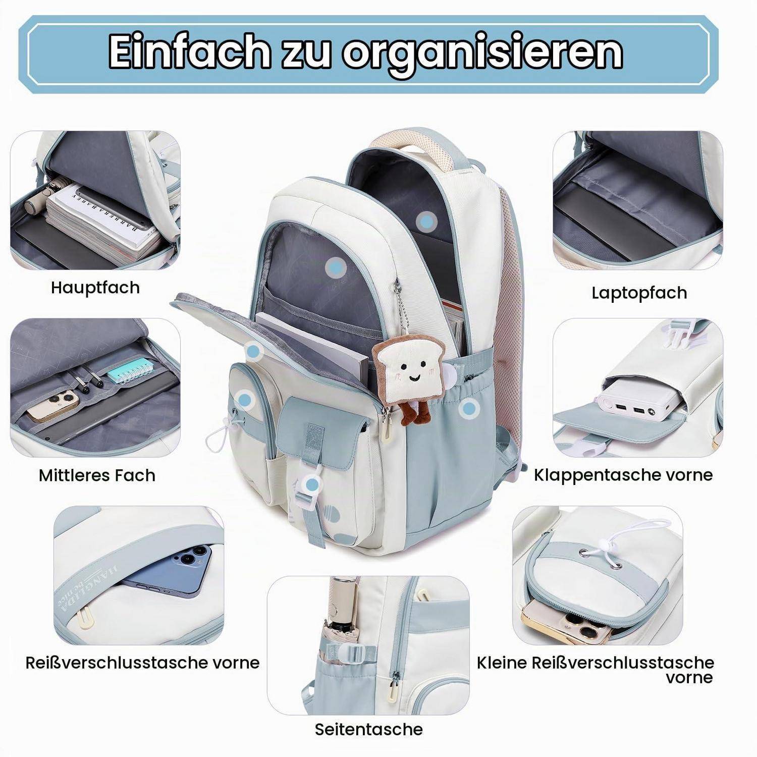 Amythe Schulrucksack Mädchen 8534# Blau Wasserabweisend Leicht