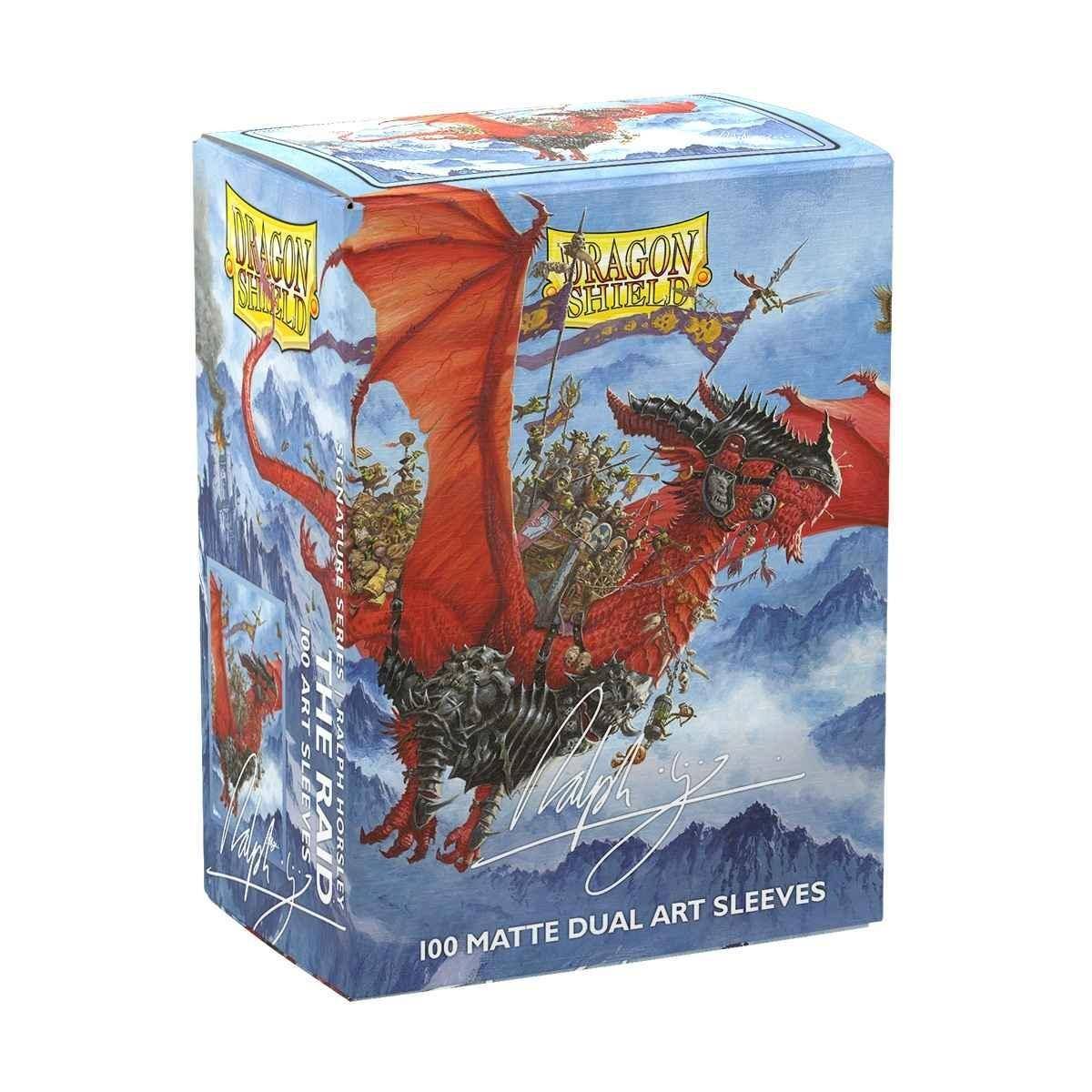 Schachtel mit 100 matten Dual-Art-Kartenhüllen von „Dragon Shield