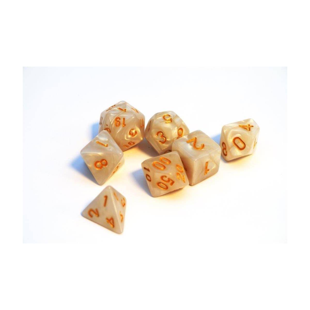 Würfelset Pearl: White/Gold (7)