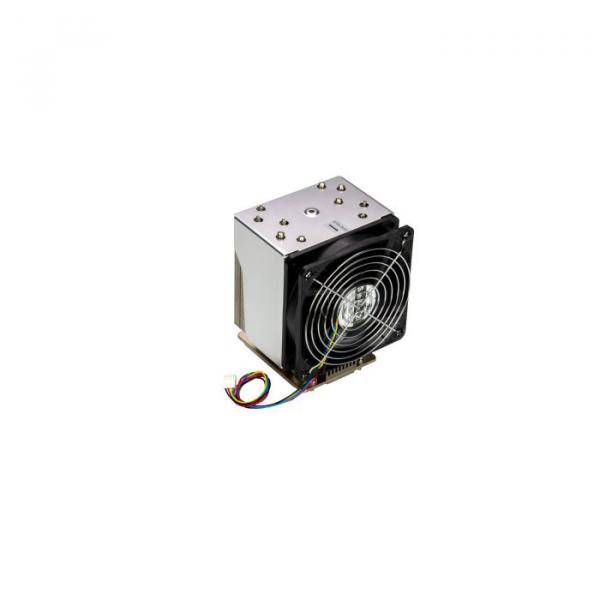 Stromversorgungseinheit eines Computers mit einem vorderen Kühlventilator und angeschlossenem Kabel auf weißem Hintergrund.