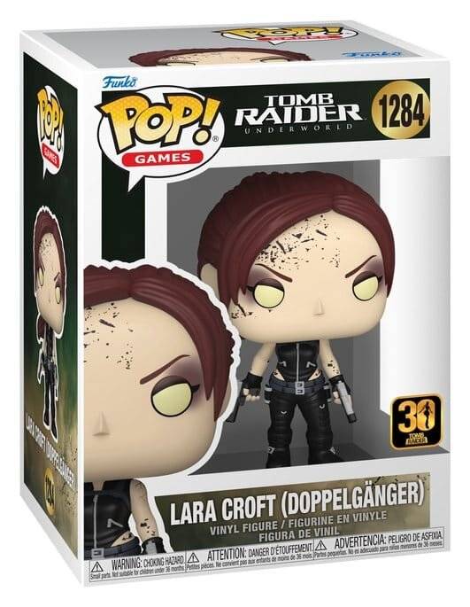 Funko Pop! Games Lara Croft (Doppelgänger) Vinyl-Figur in Tomb Raider: Underworld Box, Nummer 1284, mit 30. Jahrestags-Logo.