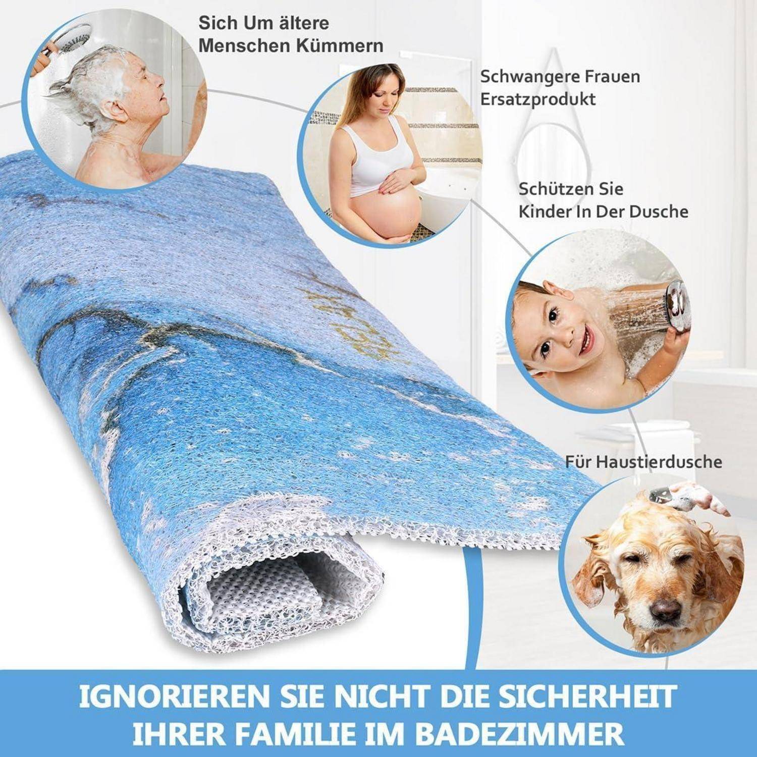 Duschmatte rutschfest 60x60cm | Badewannenmatte waschbar | PVC Luffa Anti-Schimmel