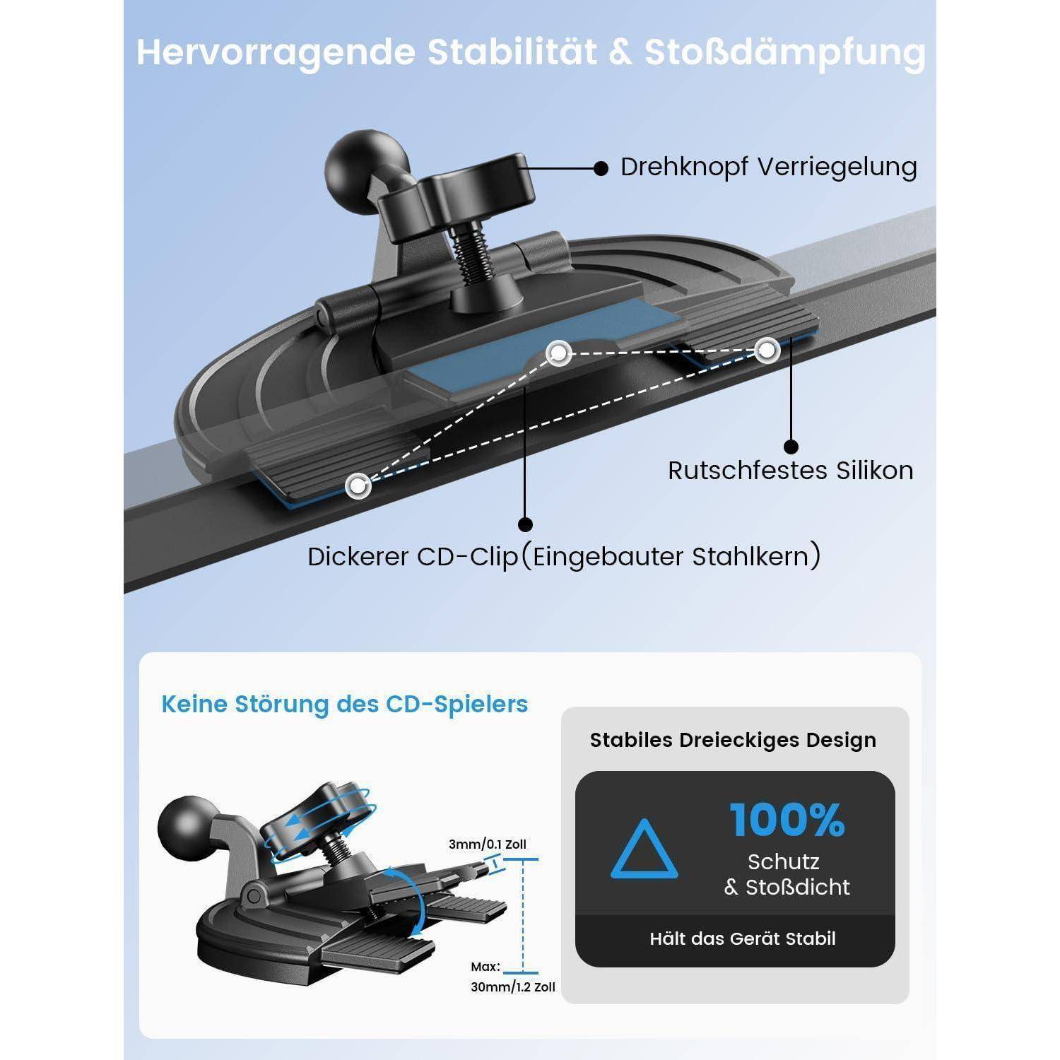 OHLPRO Tablet Halterung Auto CD-Schlitz 5-13 Zoll 360° drehbar