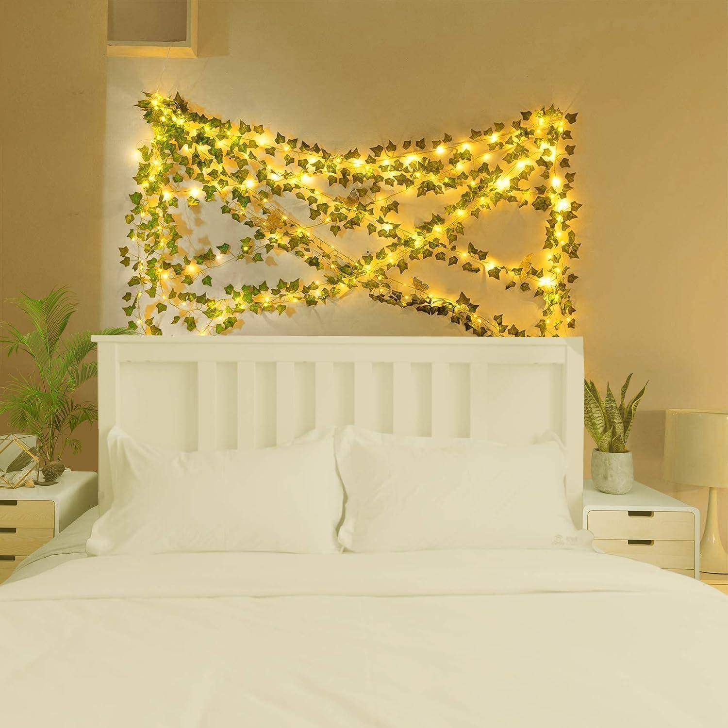 Künstliche Efeugirlande mit 40 LEDs, 4m, IP65, batteriebetrieben