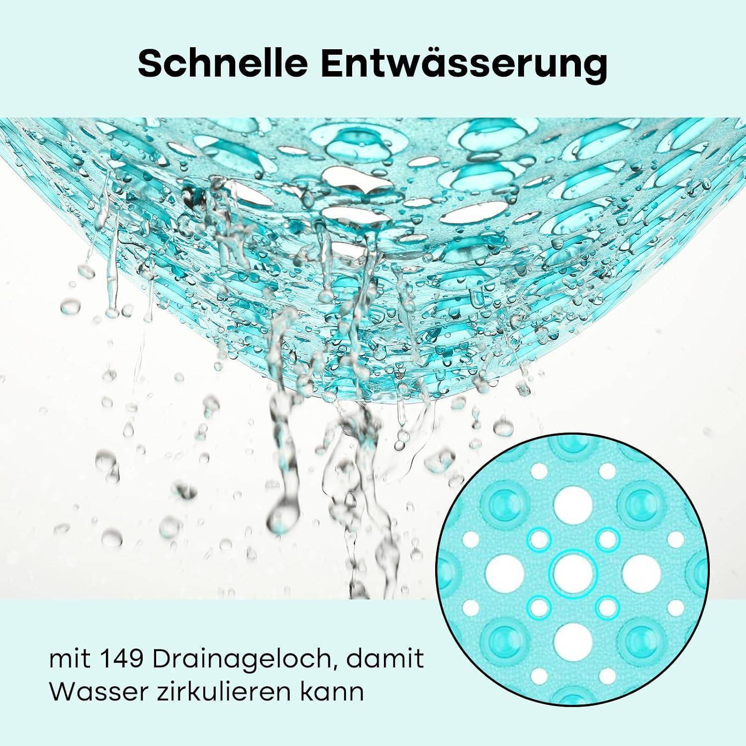 Duschmatte rutschfest 53x53cm, BPA-frei, maschinenwaschbar, Türkis