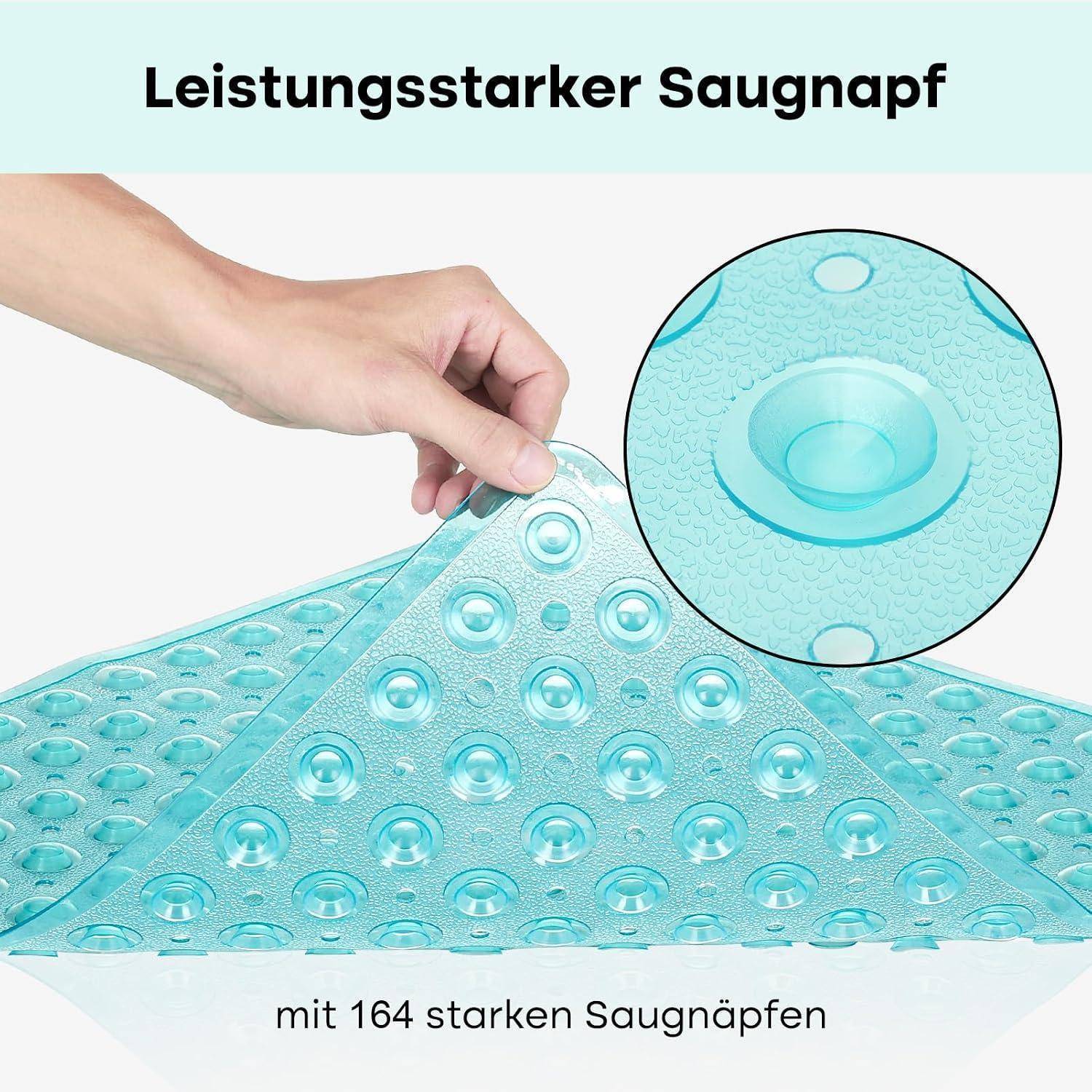 Duschmatte rutschfest 53x53cm, BPA-frei, maschinenwaschbar, Türkis
