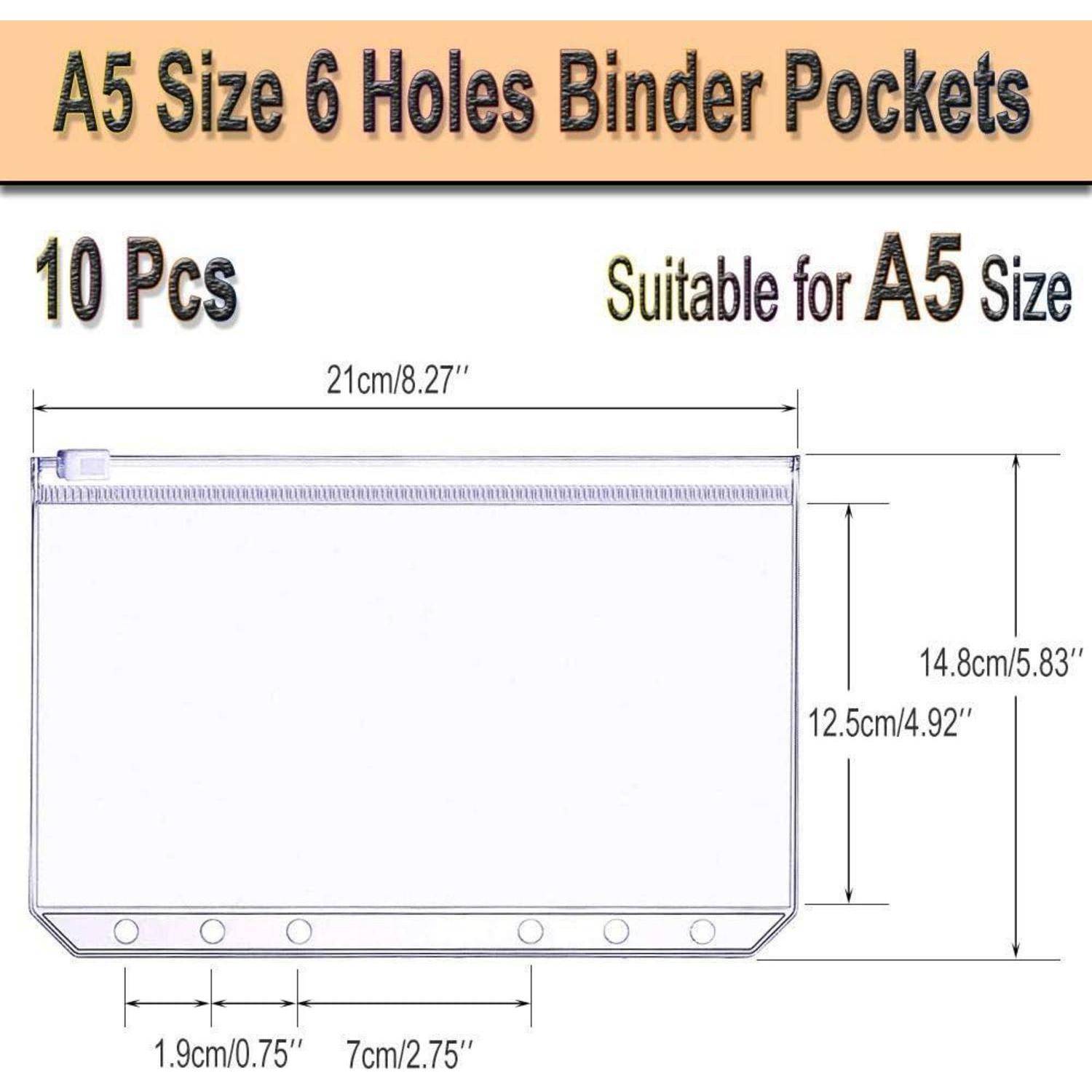 A5 Notizbuch Hülle transparent PVC mit 10 Loseblatt-Taschen