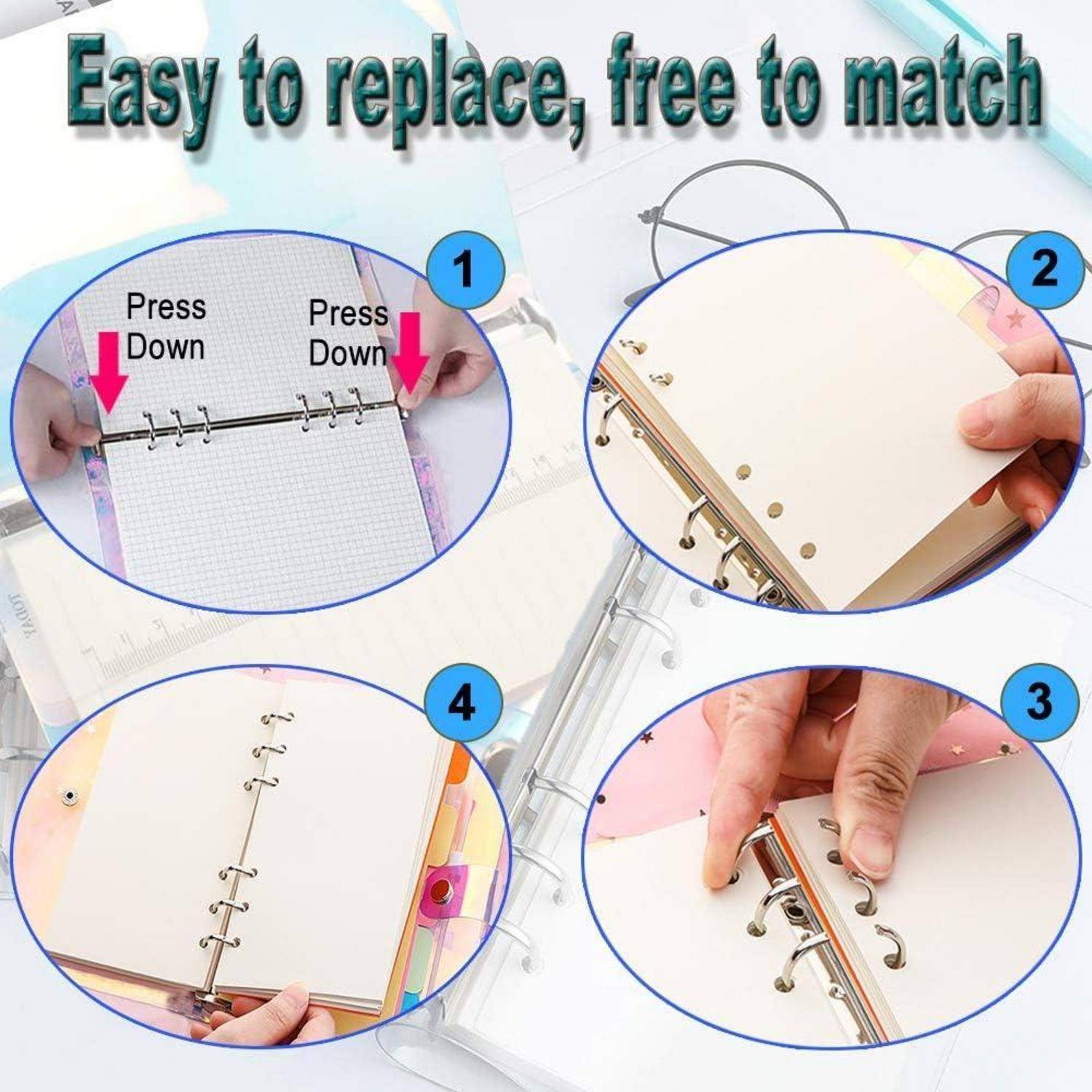 A5 Notizbuch Hülle transparent PVC mit 10 Loseblatt-Taschen