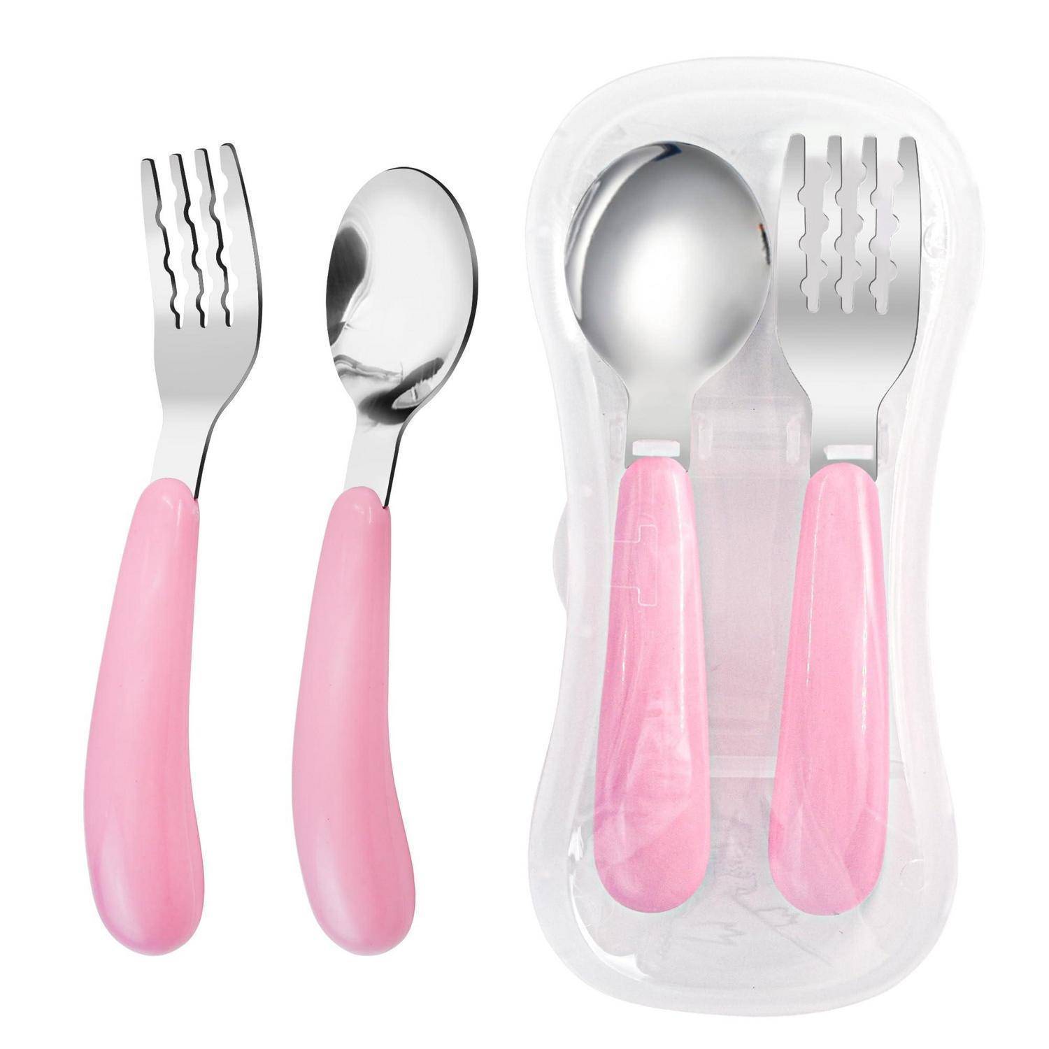 Kleinkind Besteck Set mit Reiseetui 18/8 Edelstahl Rose