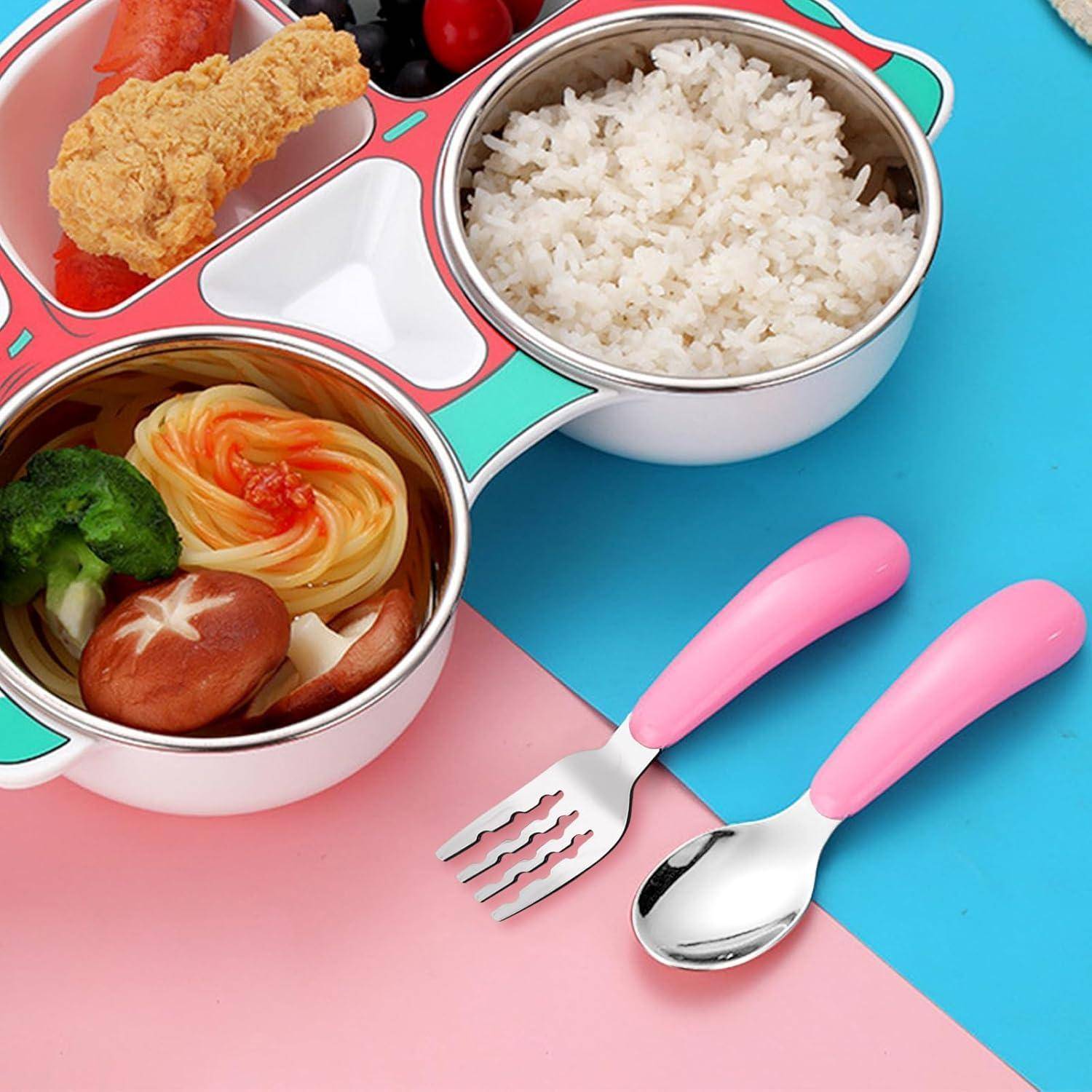 Kleinkind Besteck Set mit Reiseetui 18/8 Edelstahl Rose